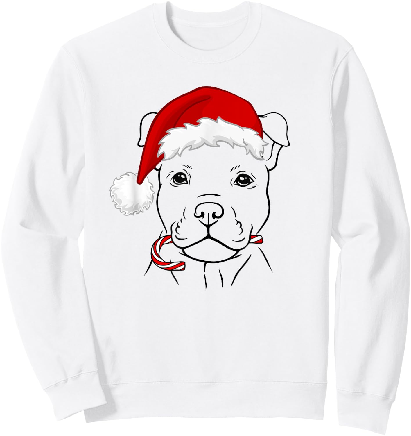 Christmas Puppy with Santa Hat and Candy Cane - Dog Lovers Men Women Kids Sweatshirt - Sweatshirt | White