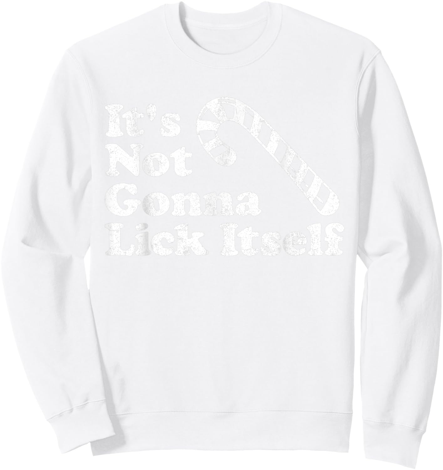 Funny Candy Cane Lick Itself Adult Christmas in July Gift Sweatshirt - Sweatshirt | White