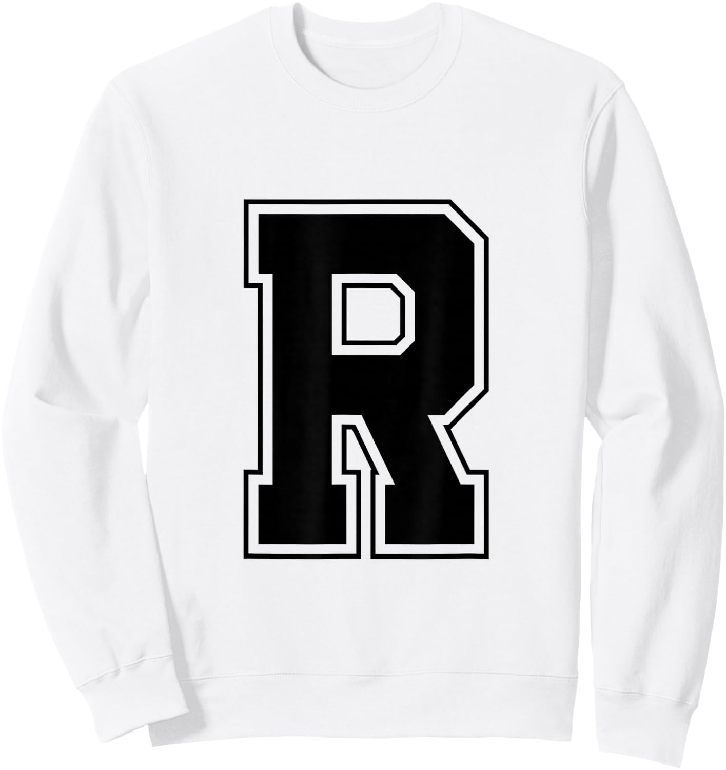 Letter R Big Bold Capital Varsity Alphabet Monogram Sweatshirt - Sweatshirt | White