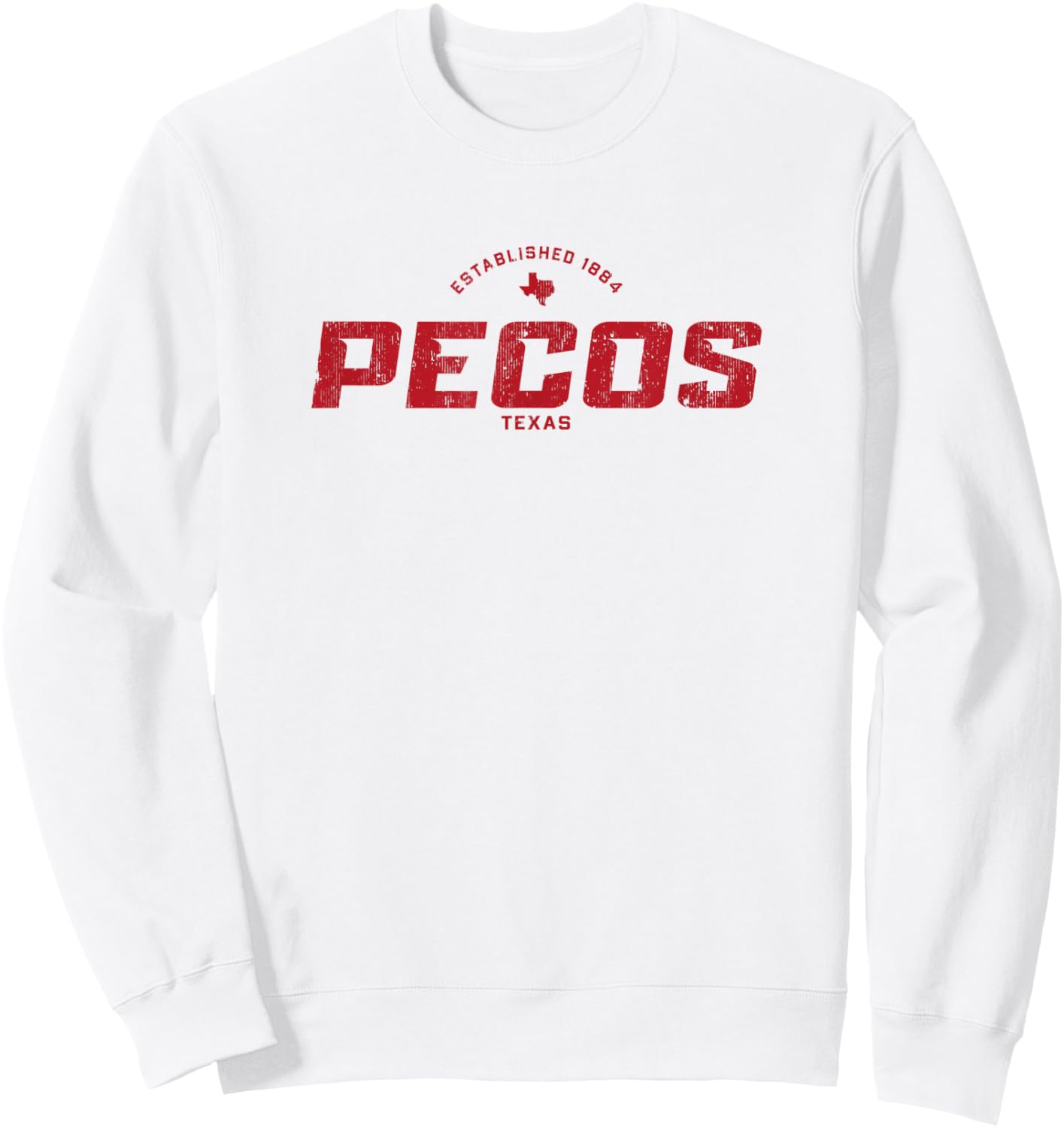 Pecos Texas TX Vintage Athletic Red Sports Logo Sweatshirt - Sweatshirt | White