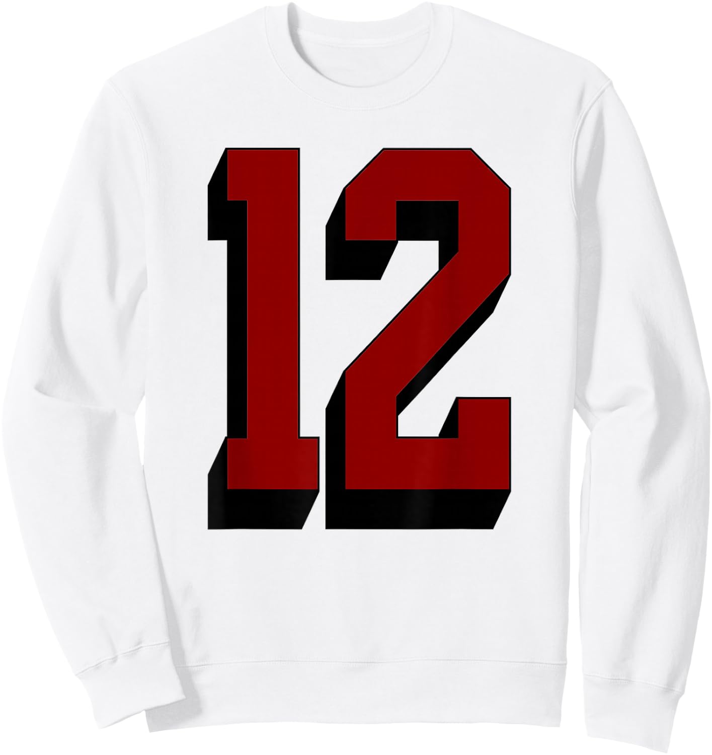 #12 Number 12 Varsity Fan Sports Team White Jersey Sweatshirt - Sweatshirt | White