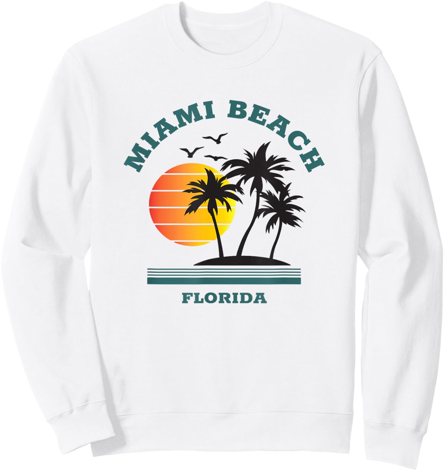 Retro Cool Miami Beach Florida Beaches Novelty Sweatshirt - Sweatshirt | White