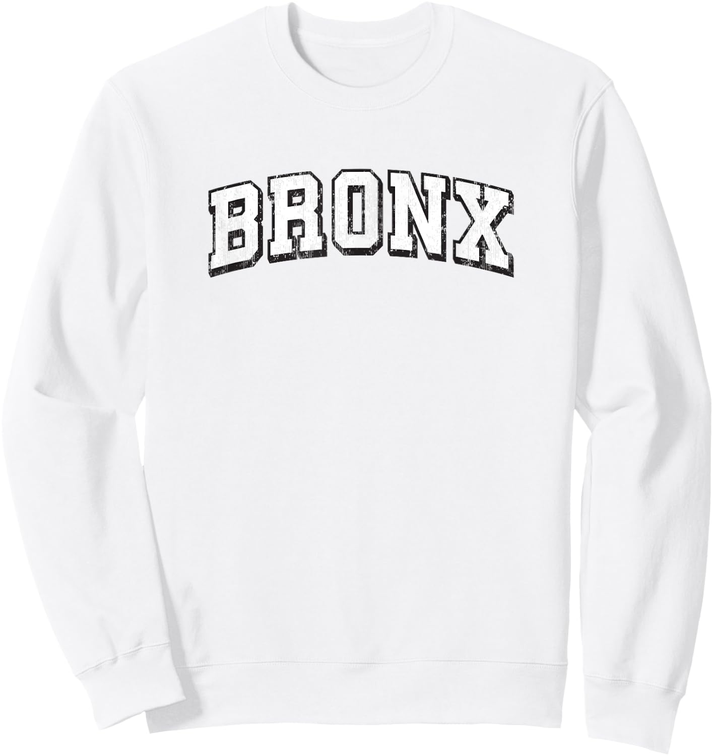 Bronx New York Vintage Athletic Sports B&W Print Sweatshirt - Sweatshirt | White