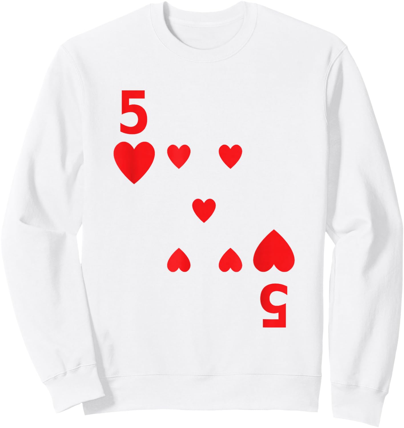 Five of Hearts poker playing card costume group shirt Sweatshirt - Sweatshirt | White