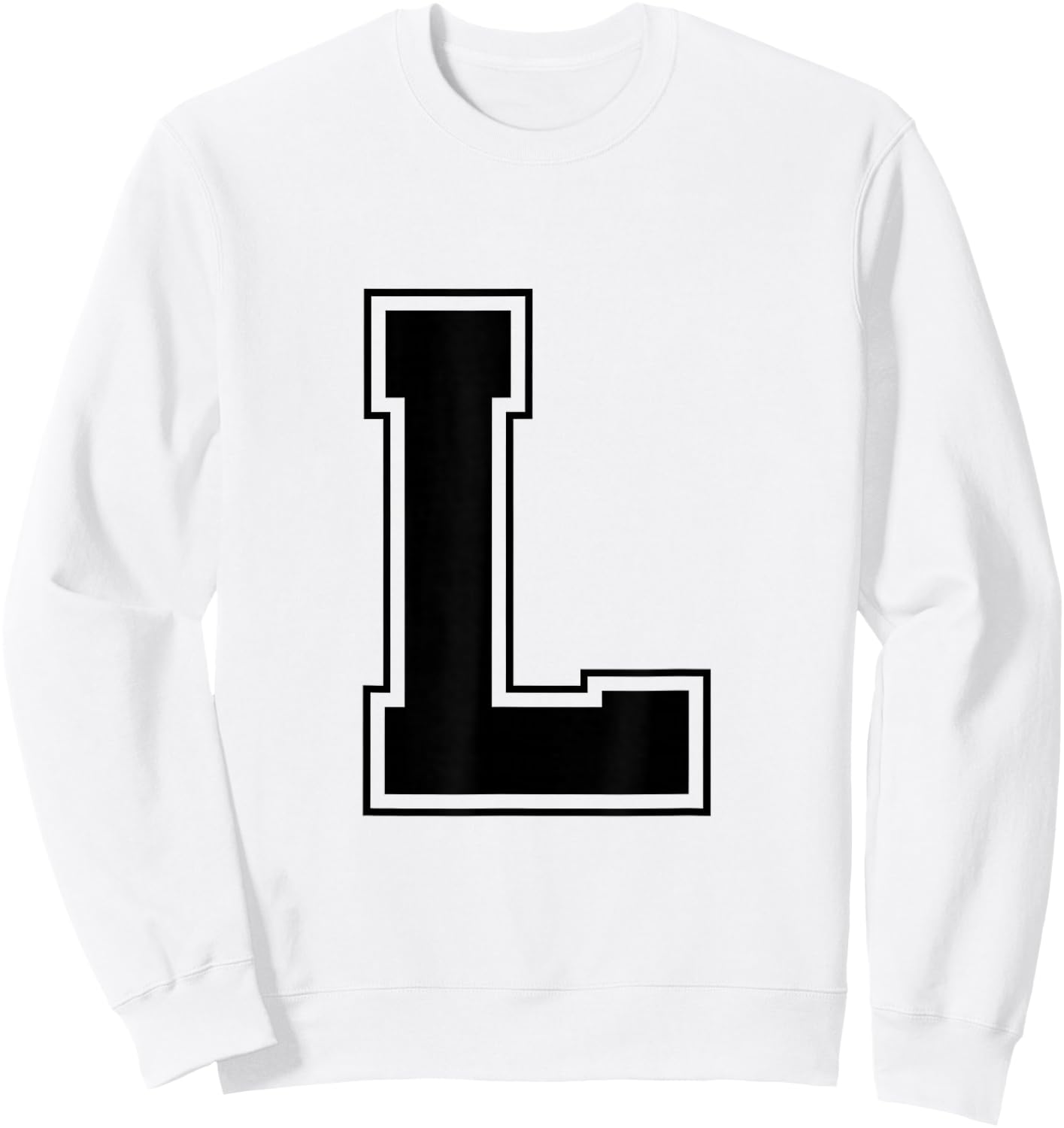 Letter L Big Bold Capital Varsity Alphabet Monogram Sweatshirt - Sweatshirt | White