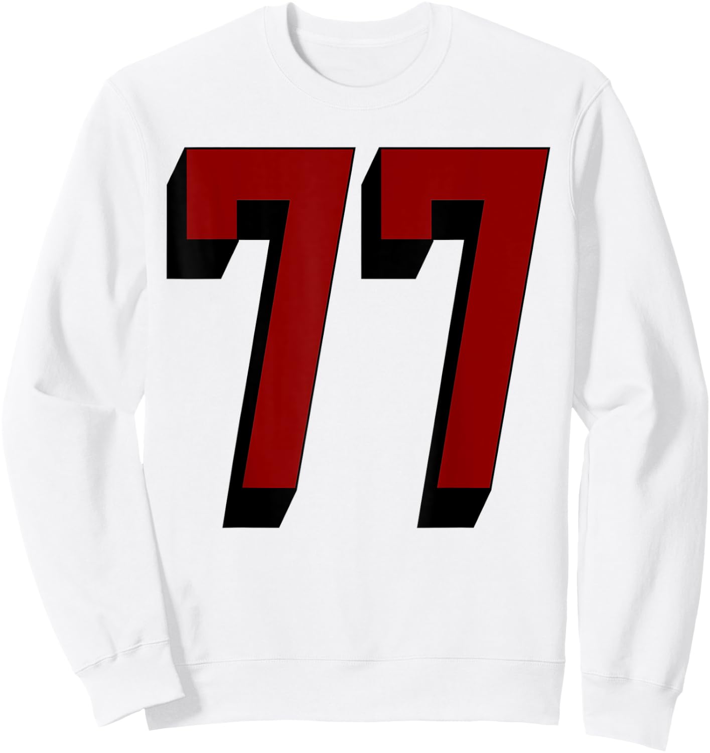 #77 Number 77 Varsity Fan Sports Team White Jersey Sweatshirt - Sweatshirt | White