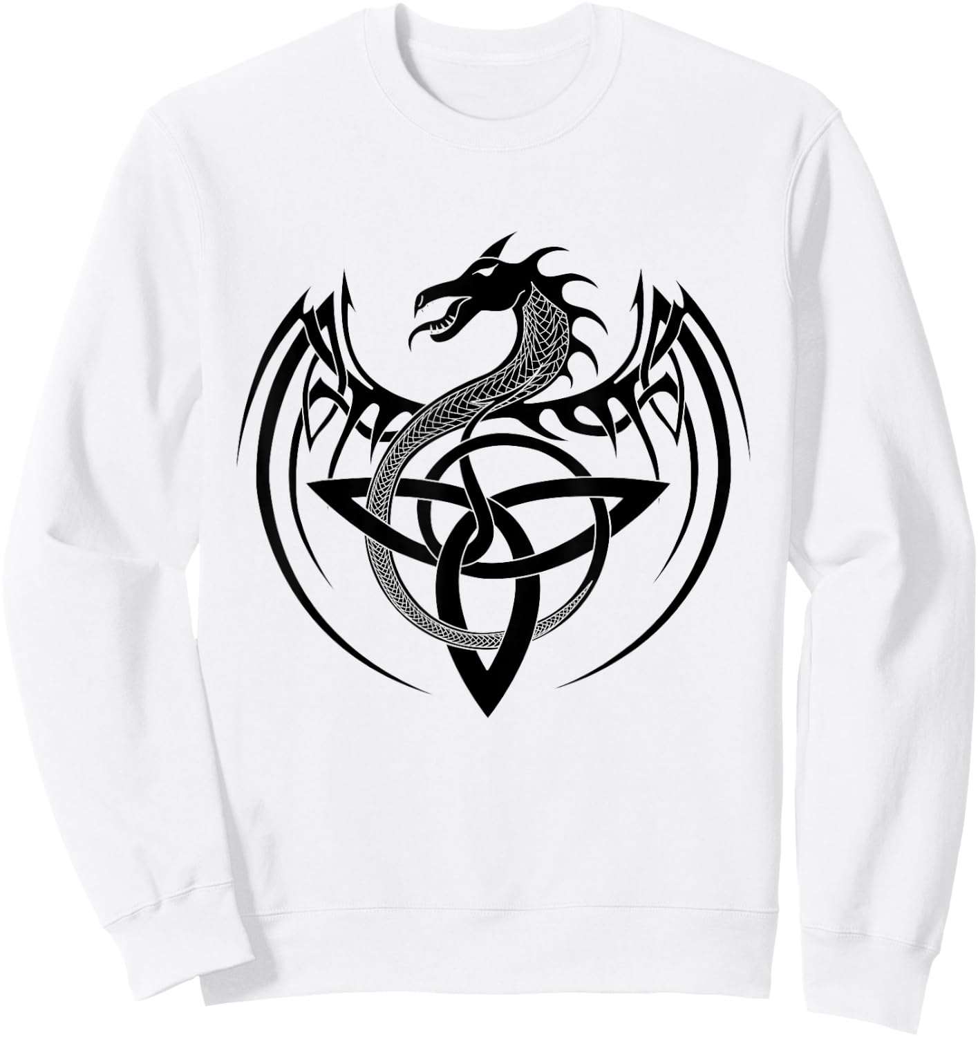 Tribal Celtic Knot Fantasy Celtic Dragon Sweatshirt - Sweatshirt | White