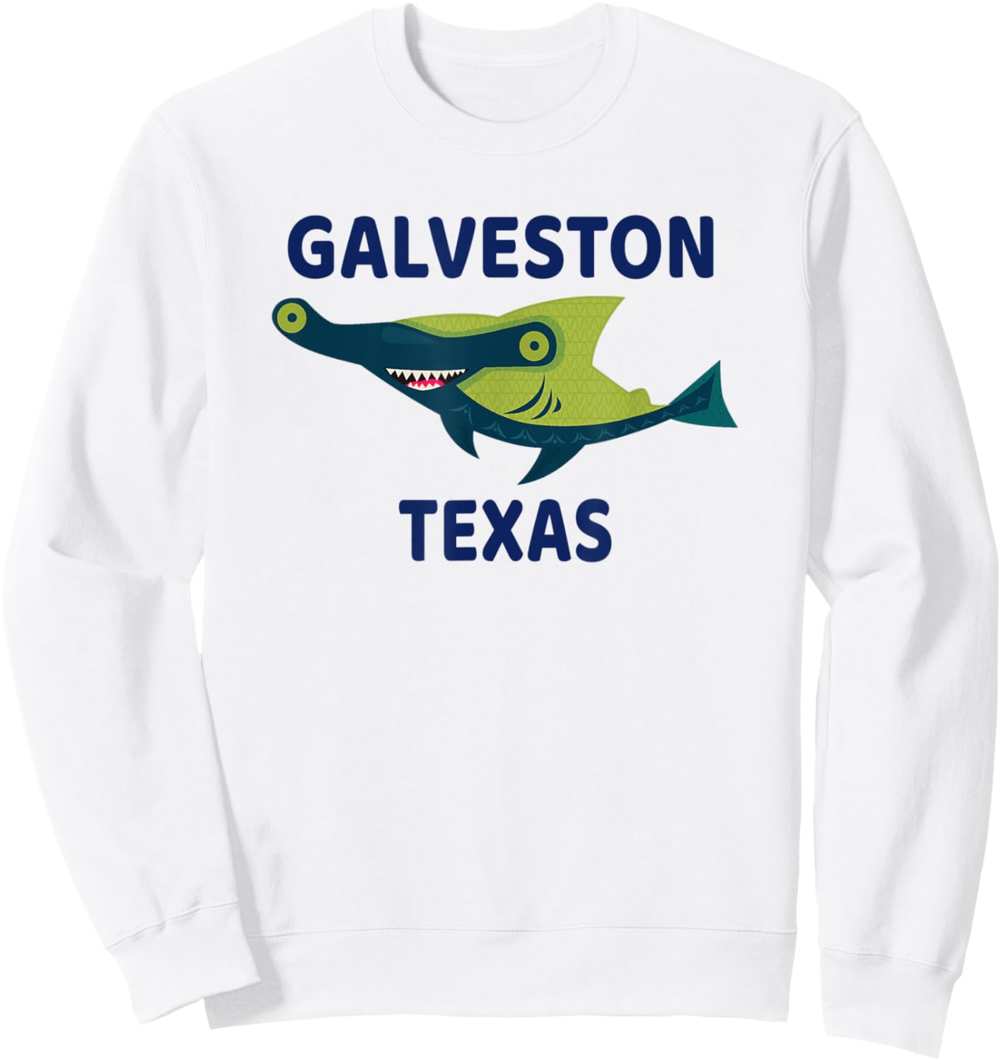 Galveston Texas Shark Themed Sweatshirt - Sweatshirt | White