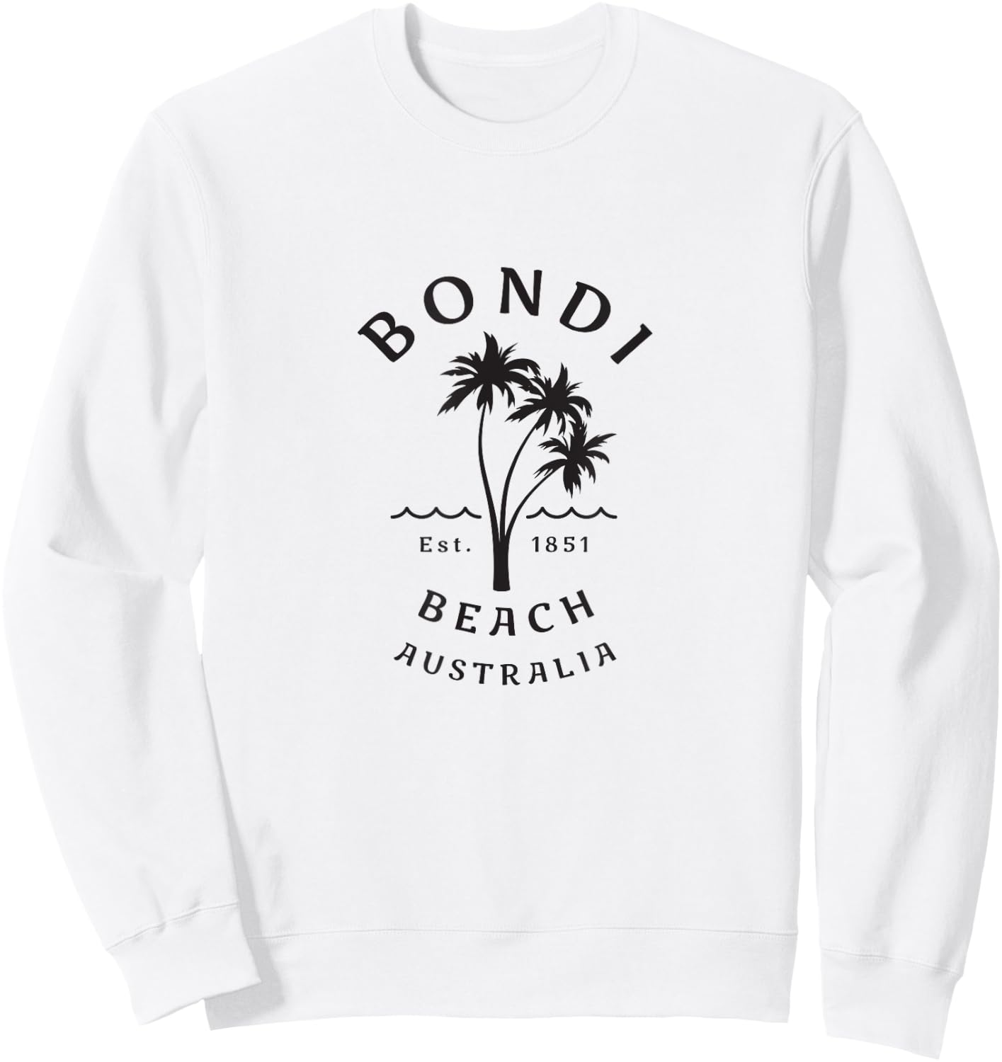 Retro Cool Bondi Beach Australia Vintage Palm Tree Novelty Sweatshirt - Sweatshirt | White
