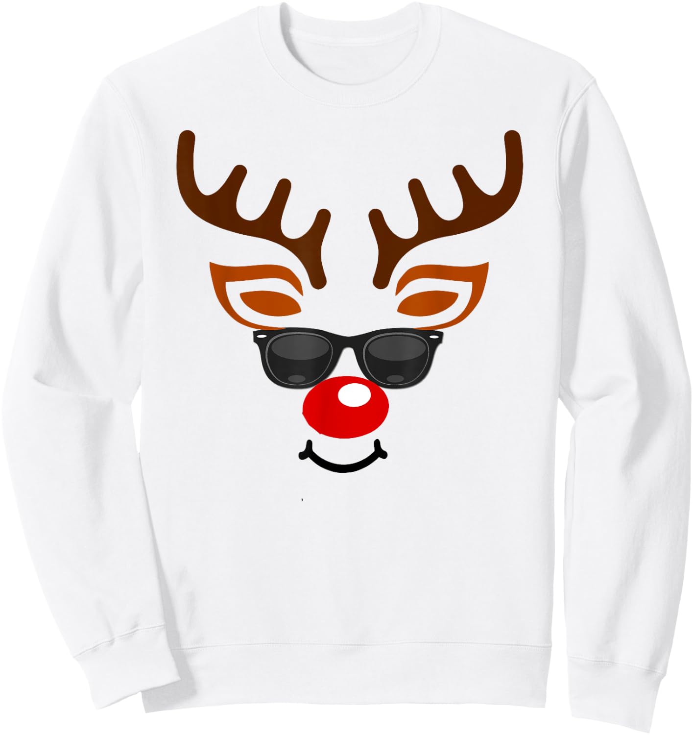 Rudolph Red Nose Reindeer Face Kids Sweatshirt - Sweatshirt | White
