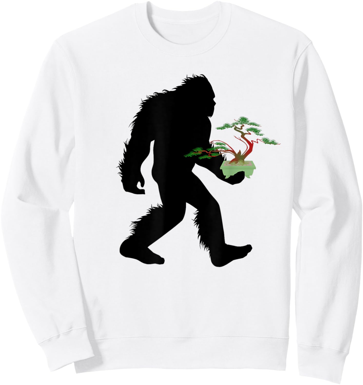 Bigfoot Carrying Bonsai Plant Sasquatch Tree Landscaper Sweatshirt - Sweatshirt | White