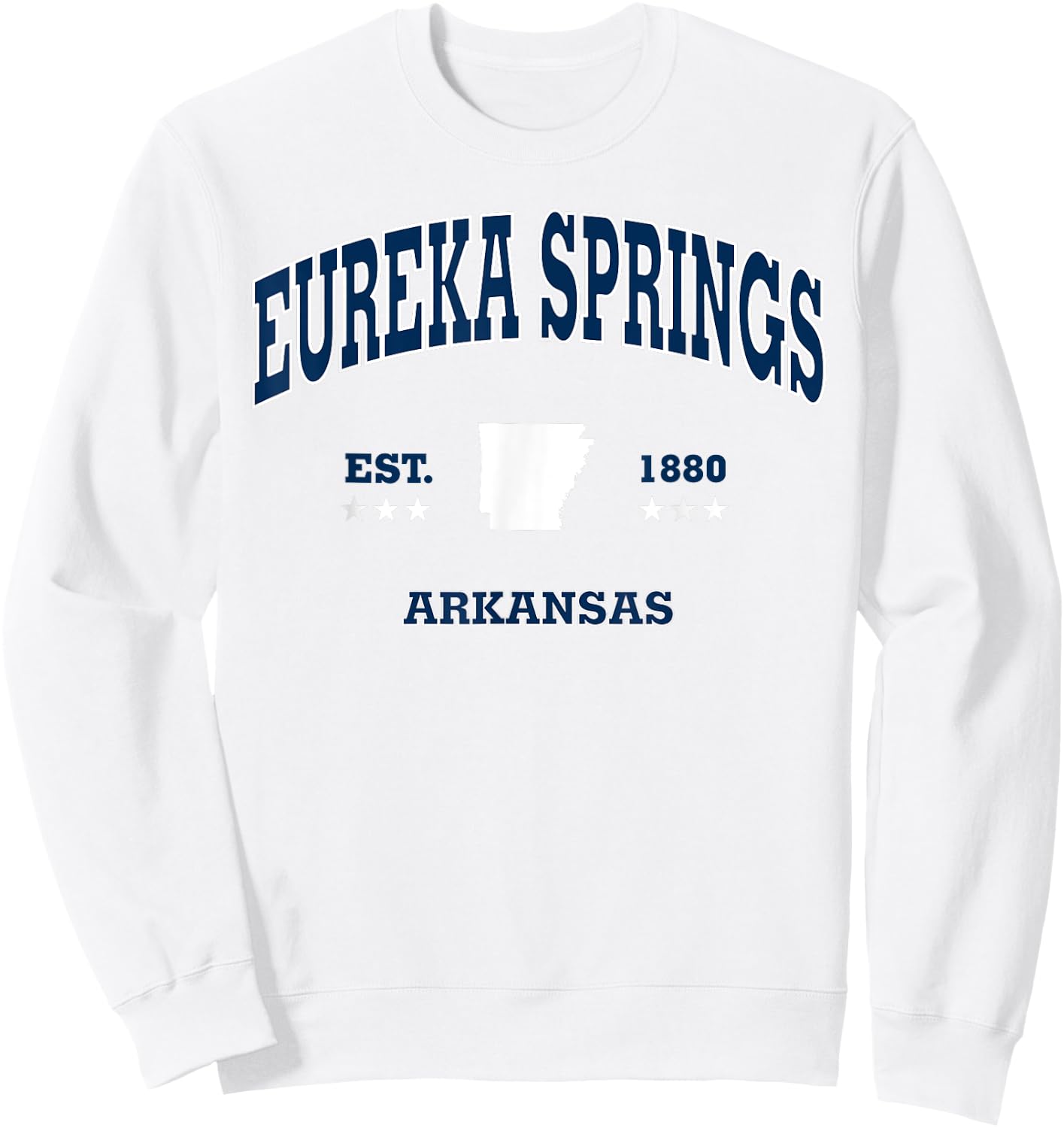 Eureka Springs Arkansas AR Throwback Navy Vintage Athletic Sweatshirt - Sweatshirt | White