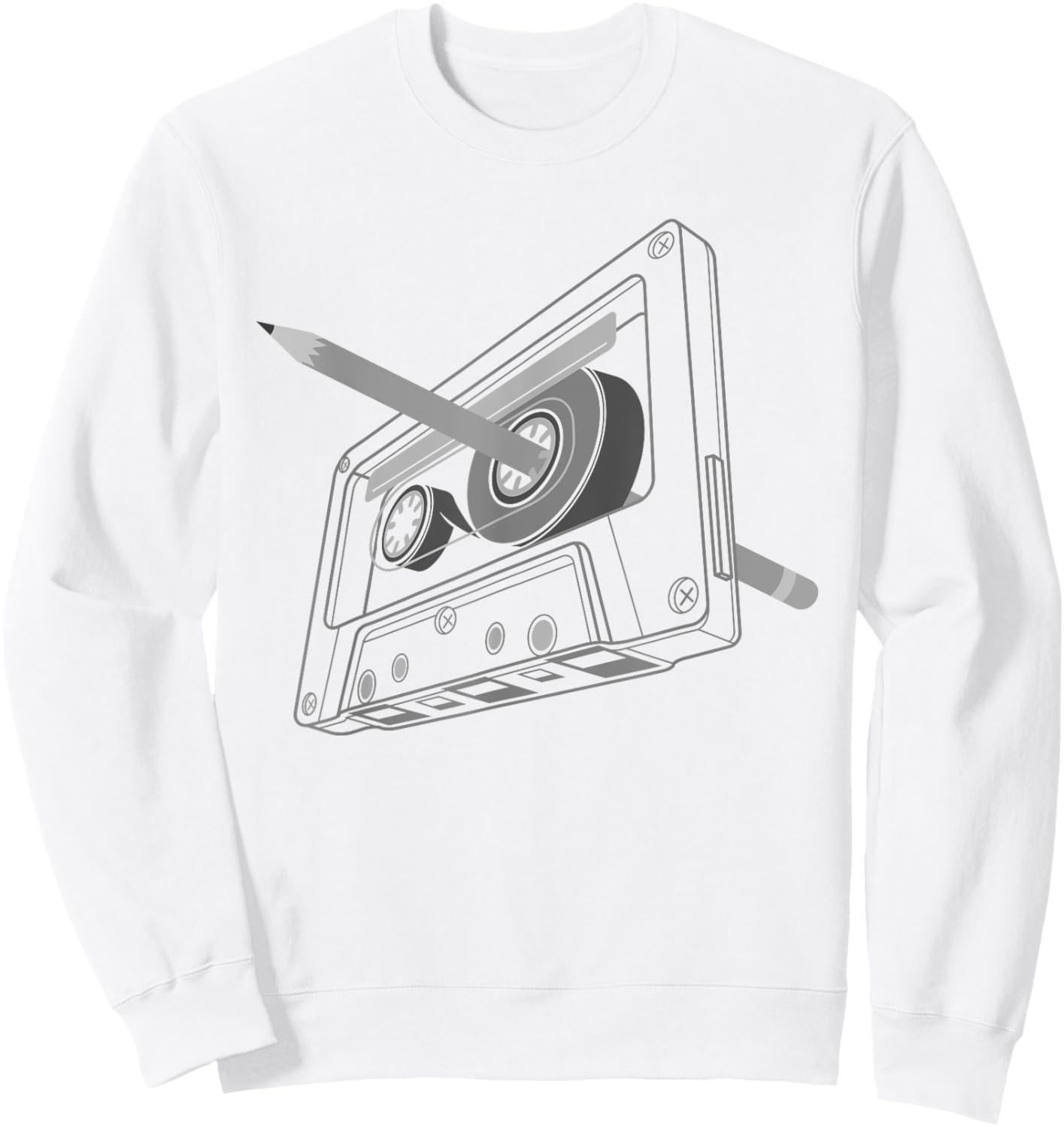 Vintage Rewind Funny 80s 90s Cassette Pencil Gift Men Women Sweatshirt - Sweatshirt | White