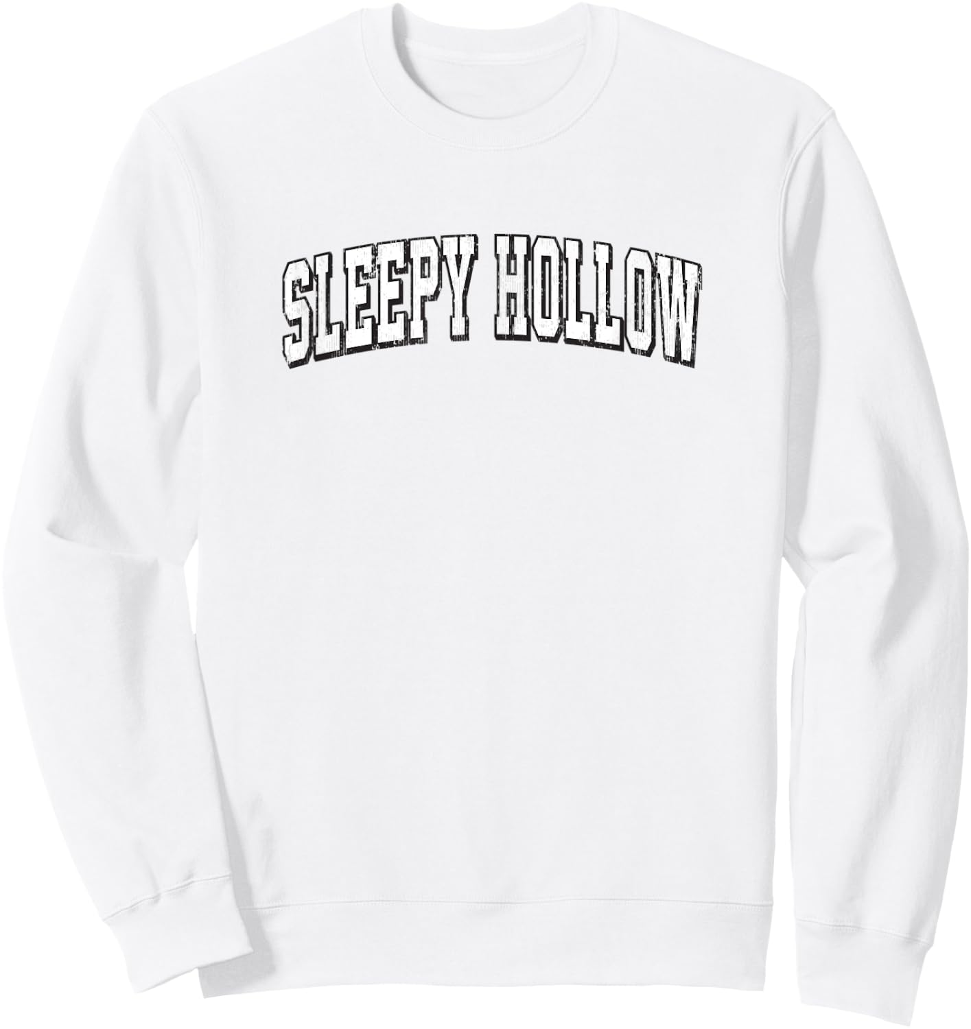 Sleepy Hollow New York Vintage Athletic Sports B&W Print Sweatshirt - Sweatshirt | White