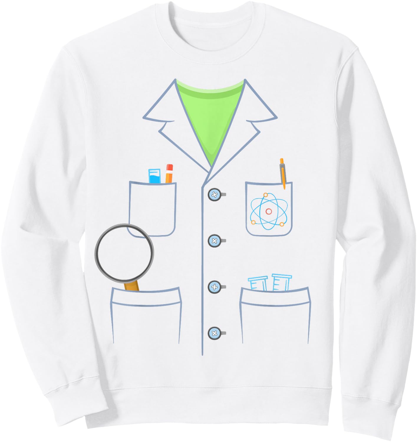 Scientist White Lab Coat Halloween Science Lazy Costume Sweatshirt - Sweatshirt | White