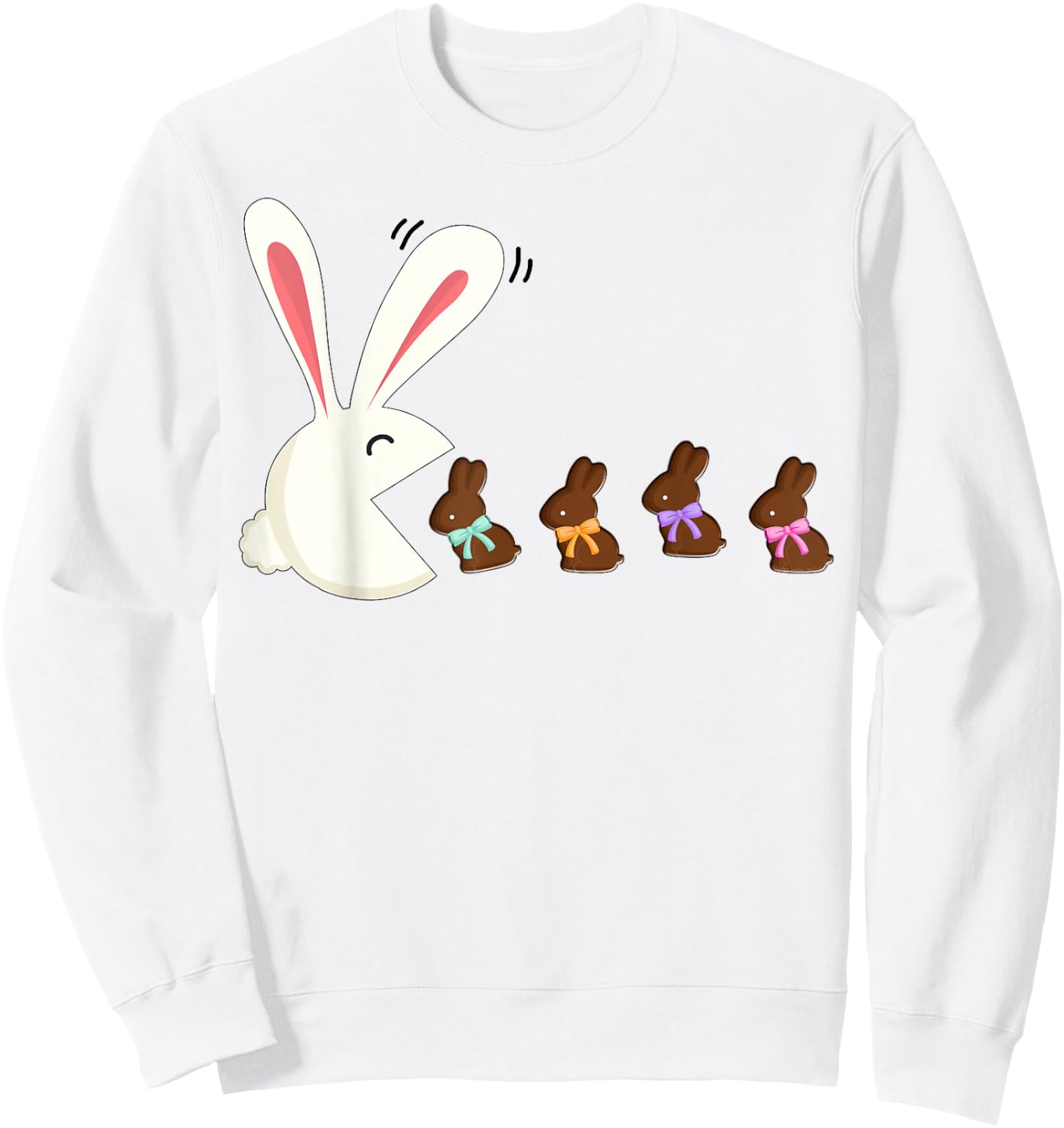 Funny Easter Rabbit Eating Chocolate Easter Bunnies Easter Sweatshirt - Sweatshirt | White