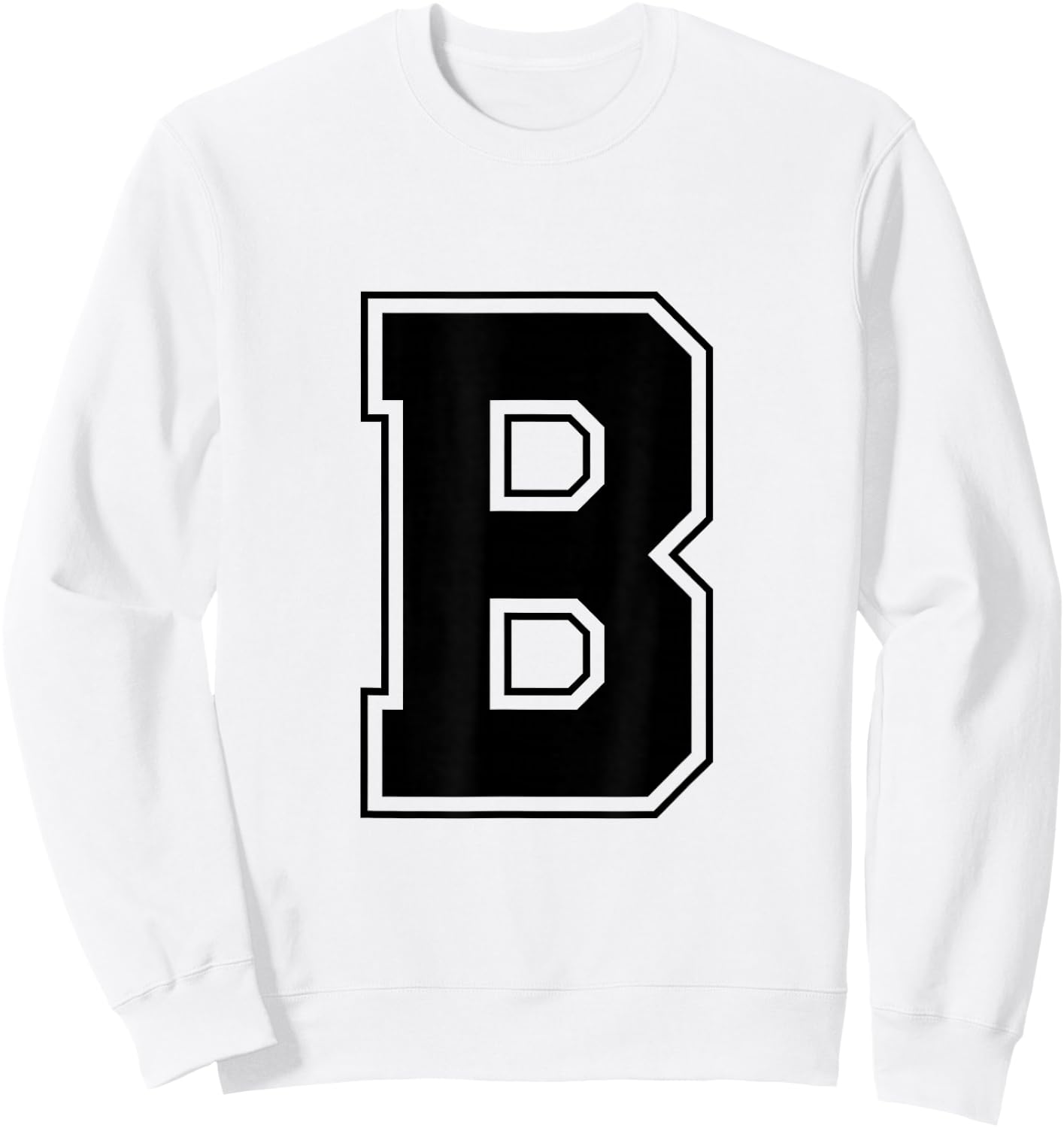 Letter B Big Bold Capital Varsity Alphabet Monogram Sweatshirt - Sweatshirt | White