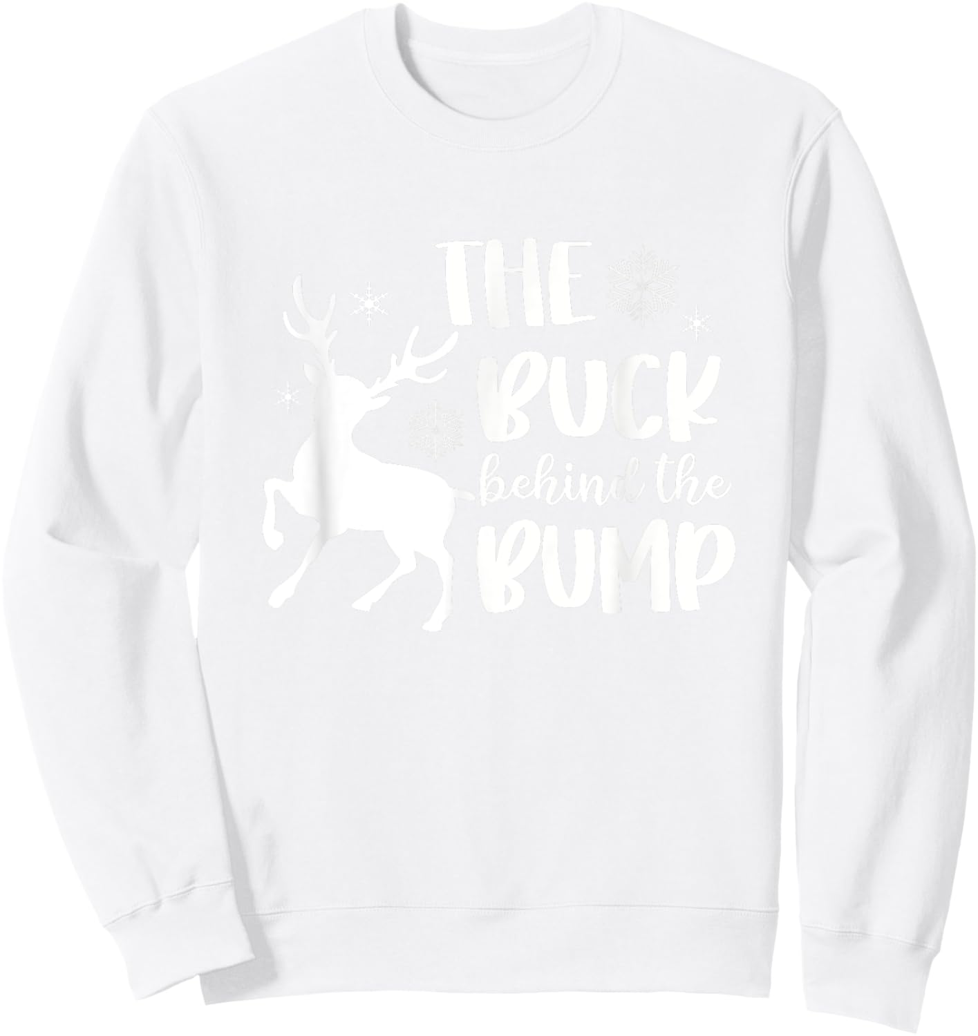 Buck Behind Bump Couple Christmas Pregnancy Announcement Sweatshirt - Sweatshirt | White