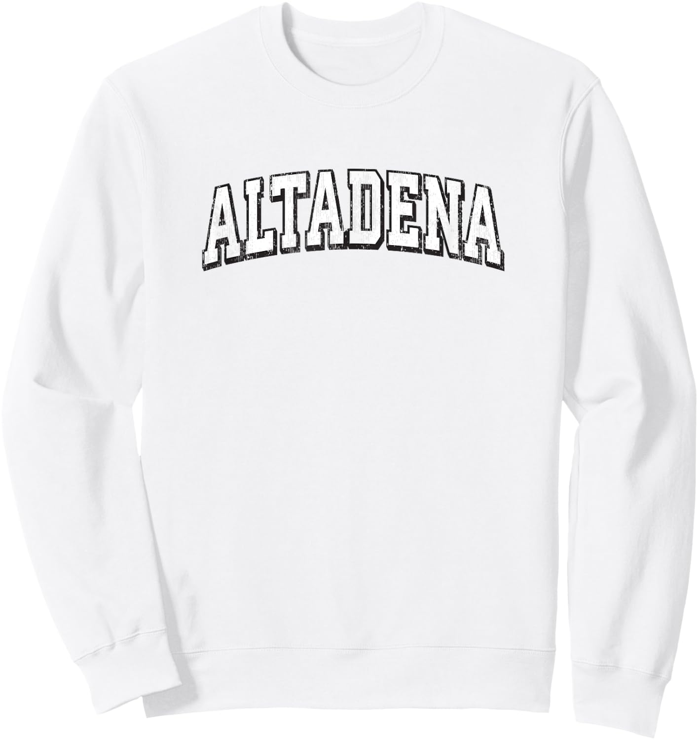 Altadena California Vintage Athletic Sports B&W Print Sweatshirt - Sweatshirt | White