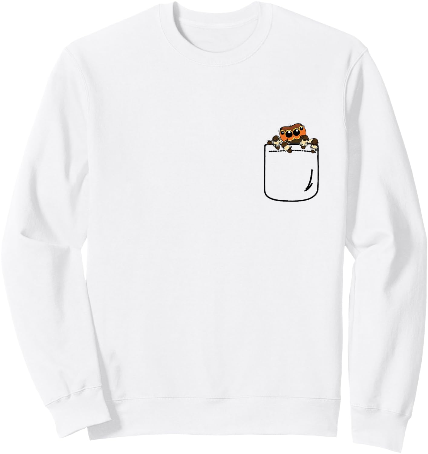 Jumping Spider in Pocket Funny Spider Crazy Lover Gift Sweatshirt - Sweatshirt | White