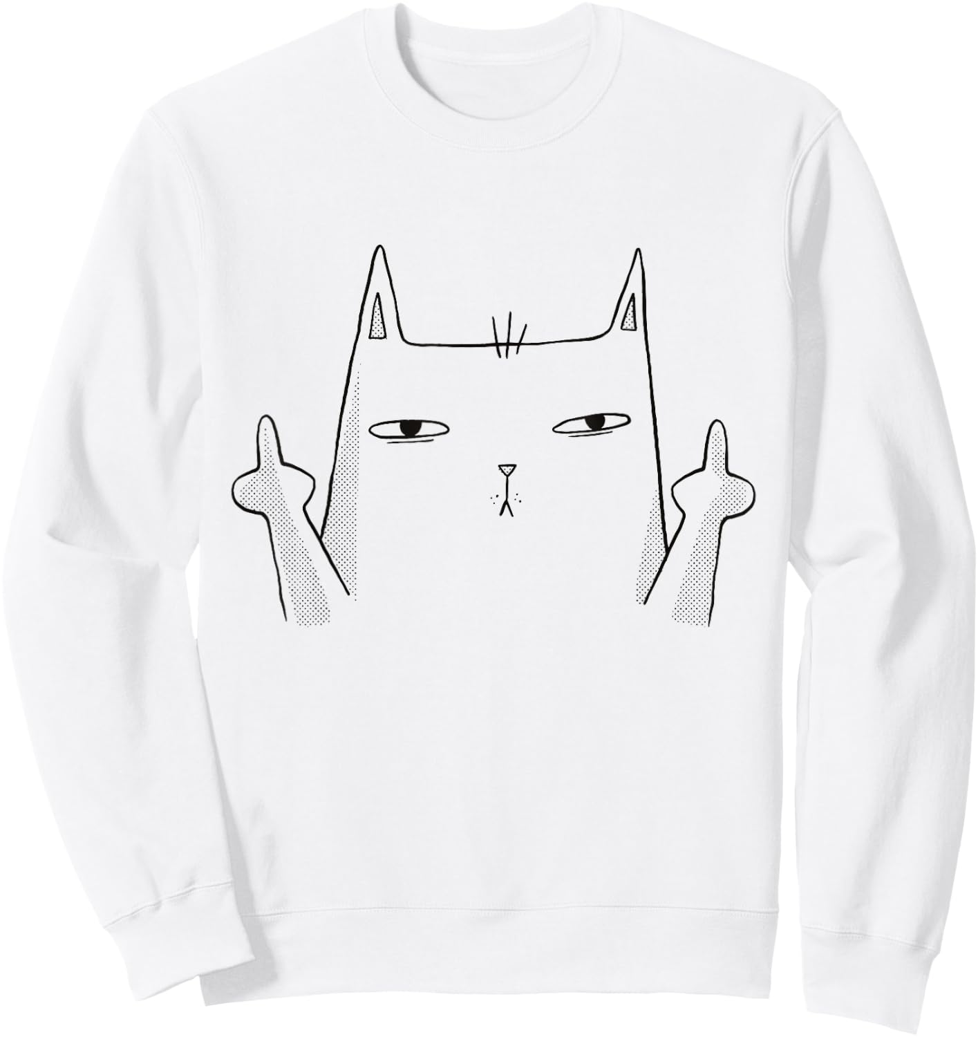 Middle Finger Cat Flip Bird GFY Meme Joke Funny Cat Women Sweatshirt - Sweatshirt | White