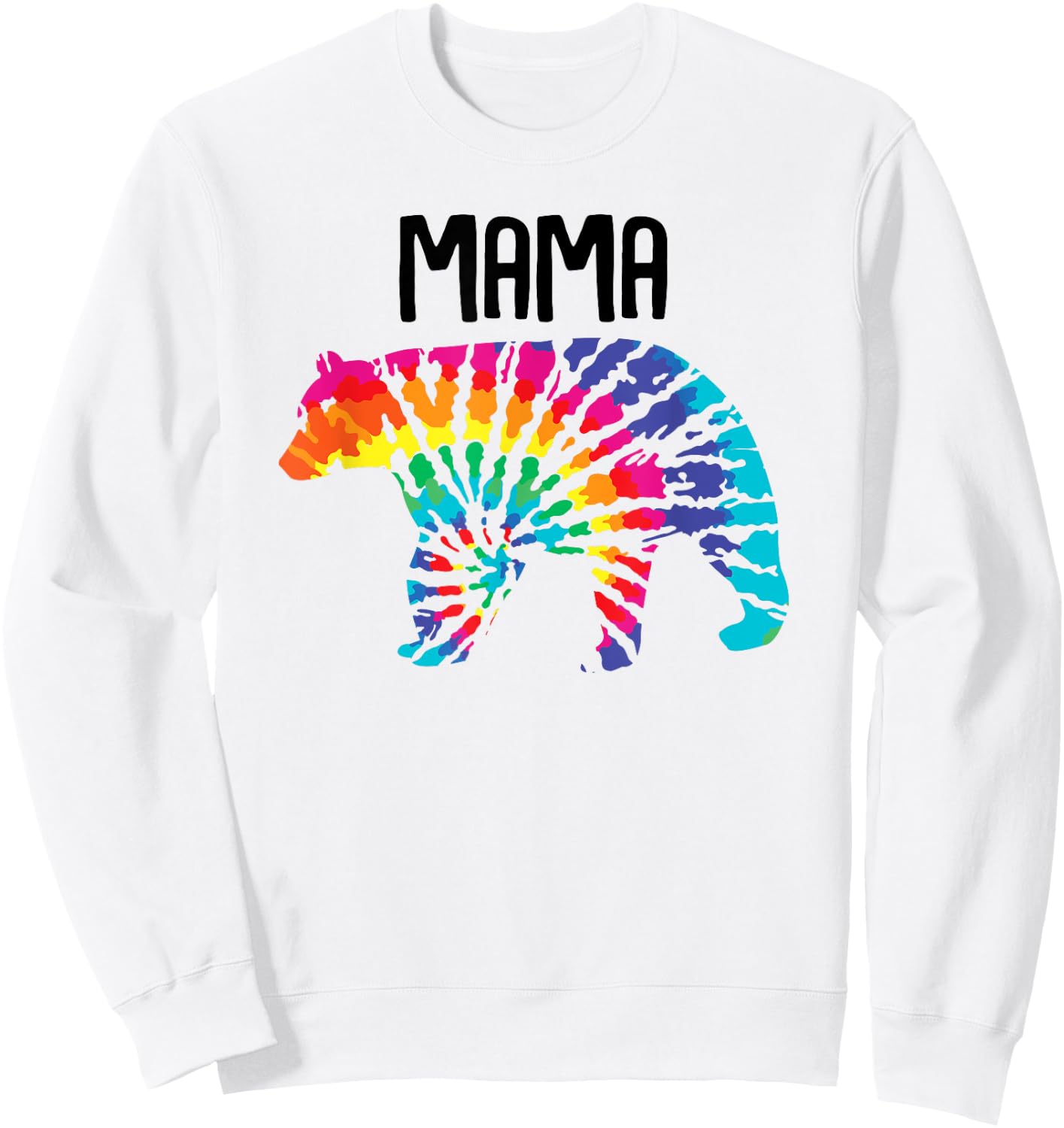 Mama Bear Rainbow Tye Dye Bear Matching Family Sweatshirt - Sweatshirt | White