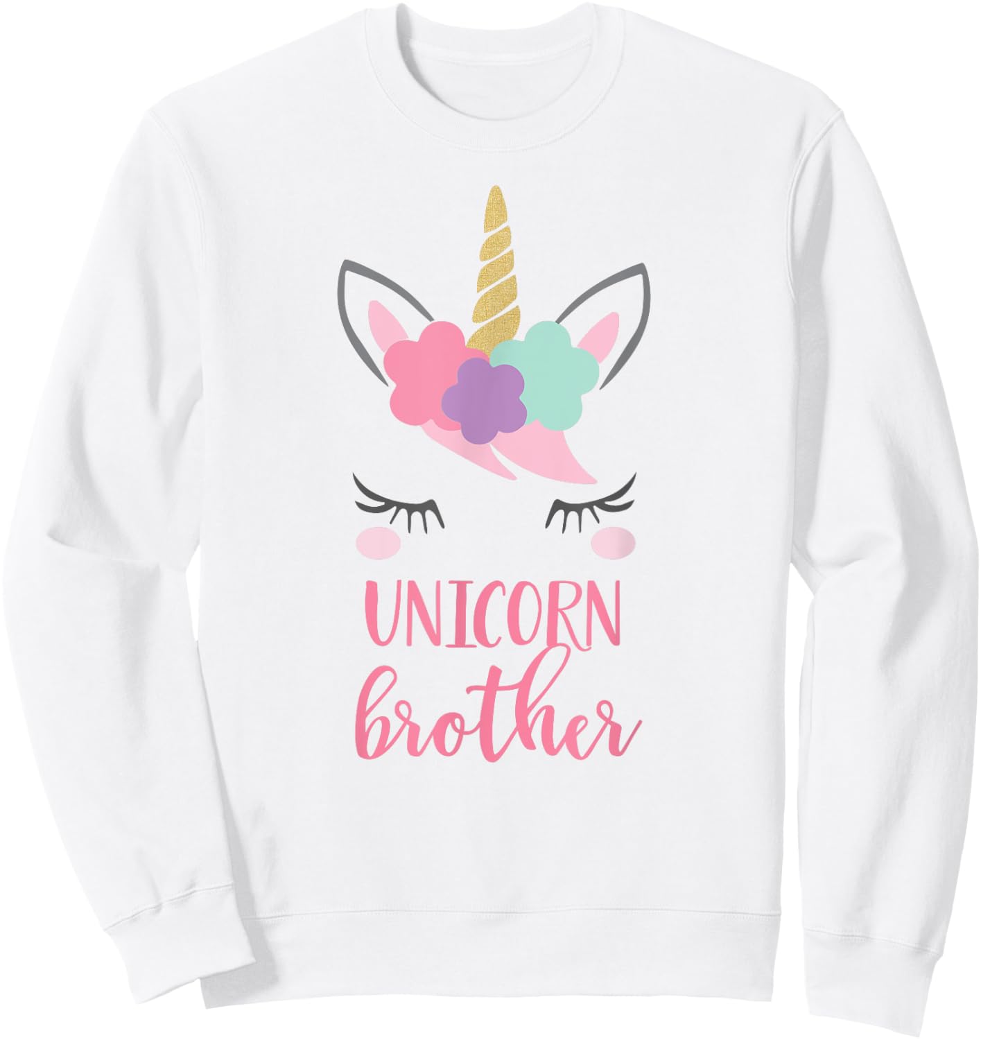 Unicorn Brother Shirt, Brother of the Birthday Girl Gift Sweatshirt - Sweatshirt | White