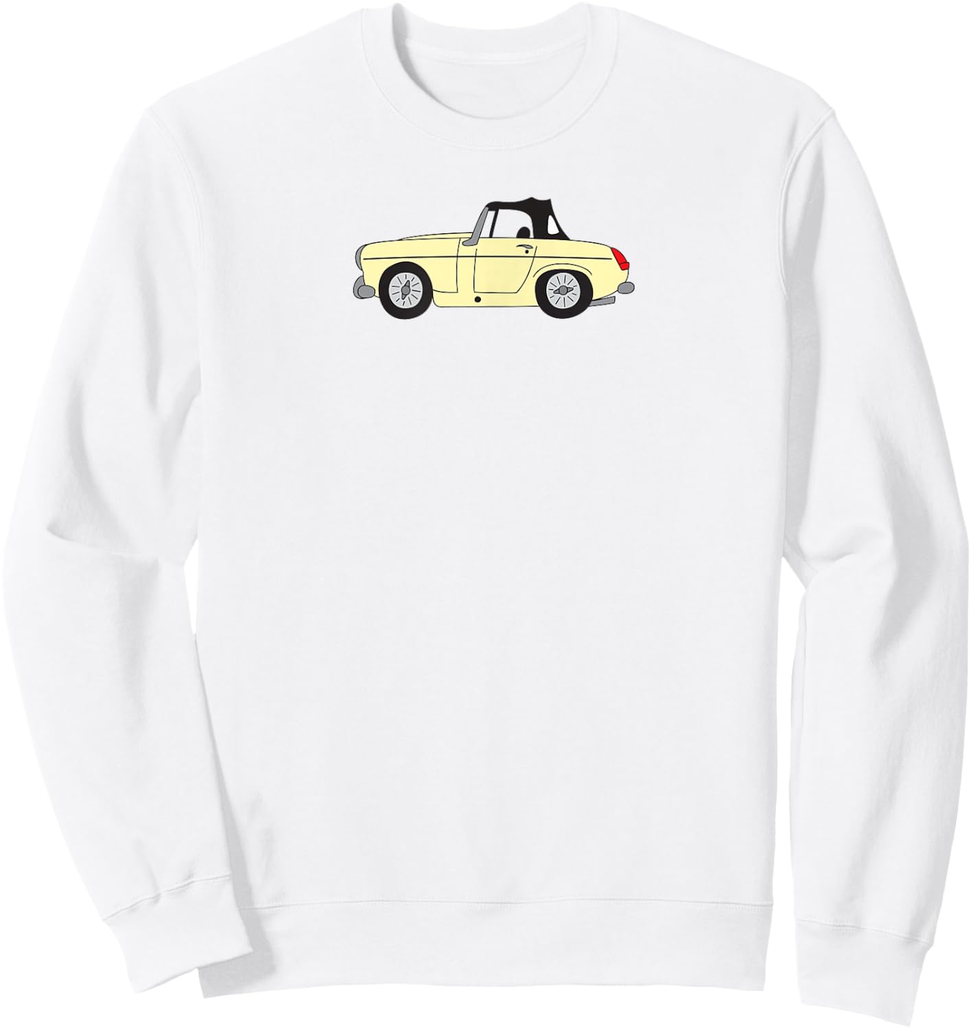 MG Midget Light Yellow Cream British Car Cartoon Sweatshirt - Sweatshirt | White