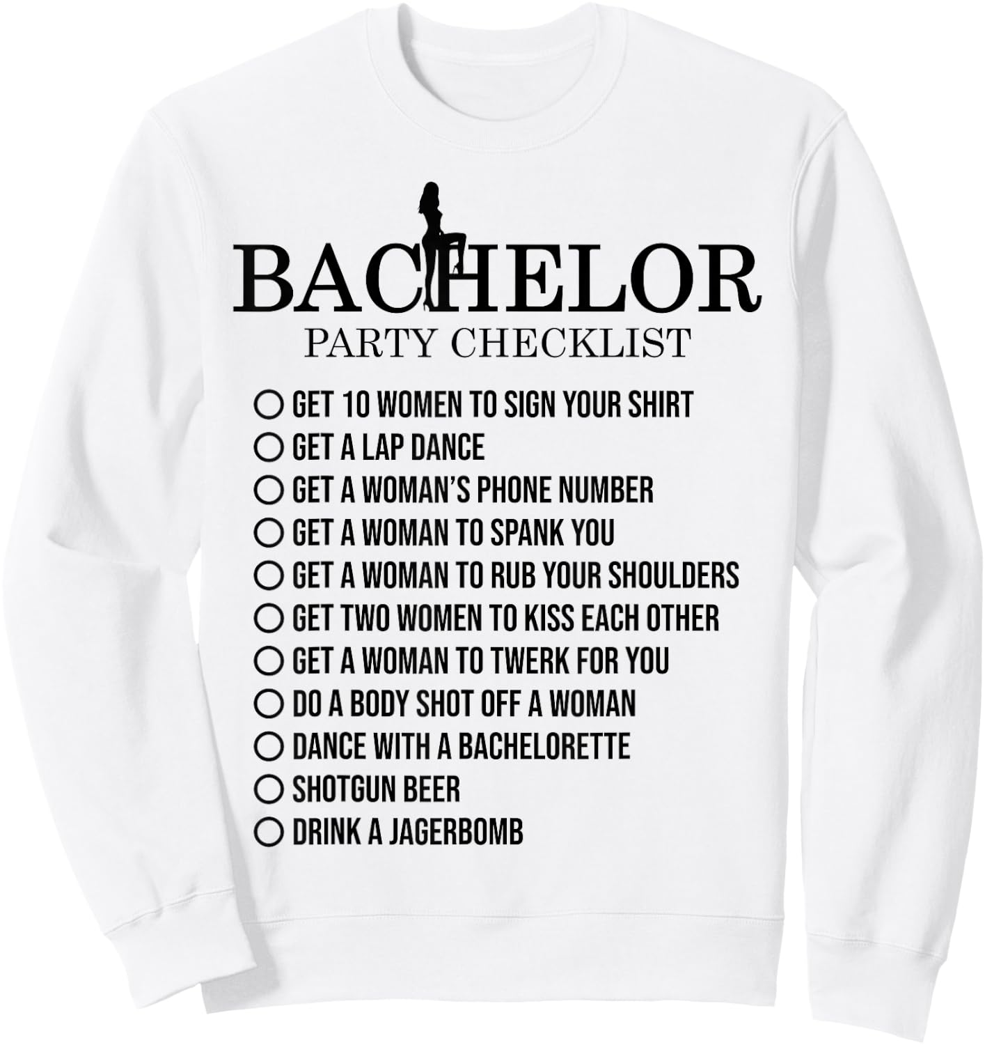 Groomsmen Groom Squat Men Bachelor Supplies Party Checklist Sweatshirt - Sweatshirt | White