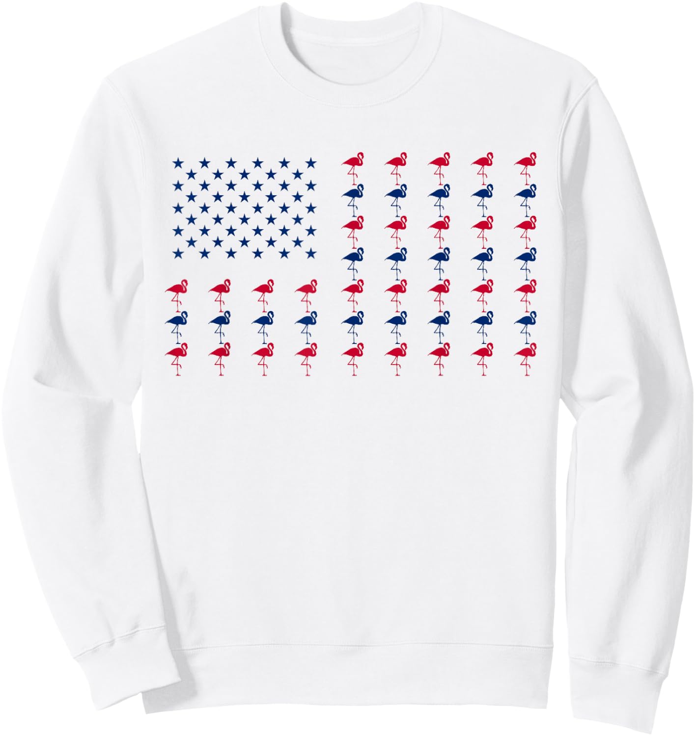 USA American Flag Flamingo Lover 4th of July Patriotic Women Sweatshirt - Sweatshirt | White