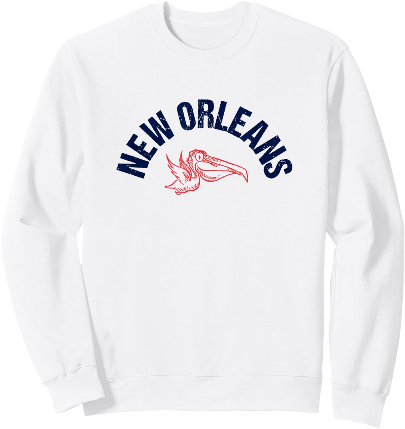 New Orleans Native Pelican Thowback Retro New Orleans Pro Sweatshirt - Sweatshirt | White