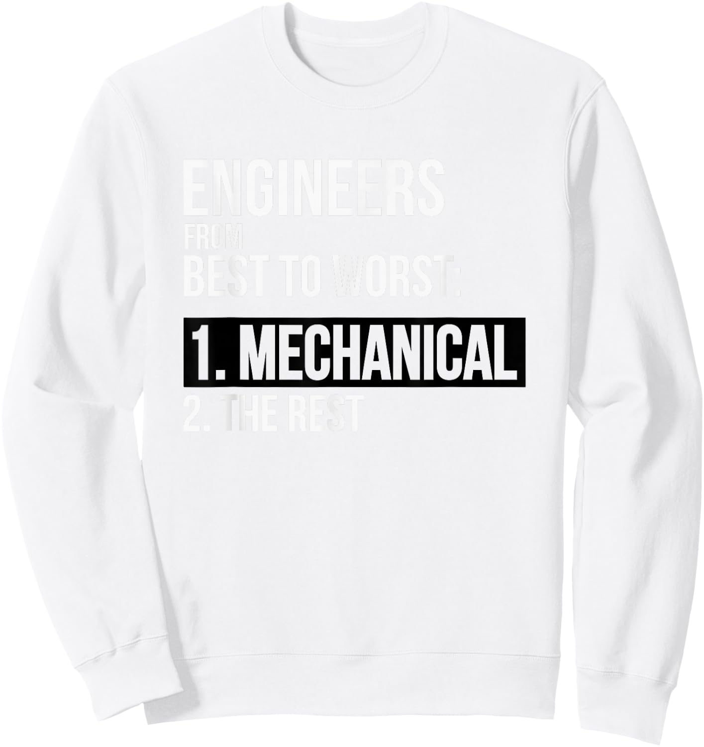 Engineers From Best To Worst Mechanical Engineering Sweatshirt - Sweatshirt | White