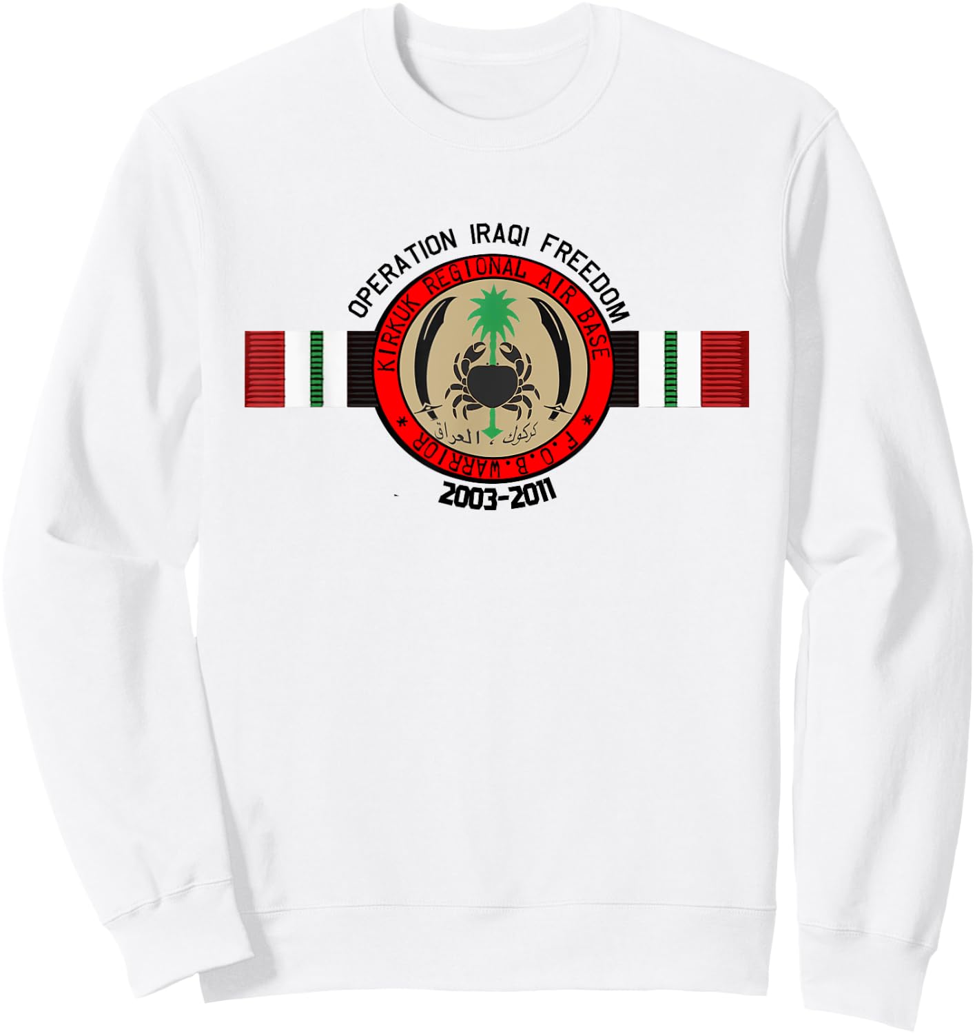 KRAB: Kirkuk Regional Airbase, Base Warrior Iraq Sweatshirt - Sweatshirt | White