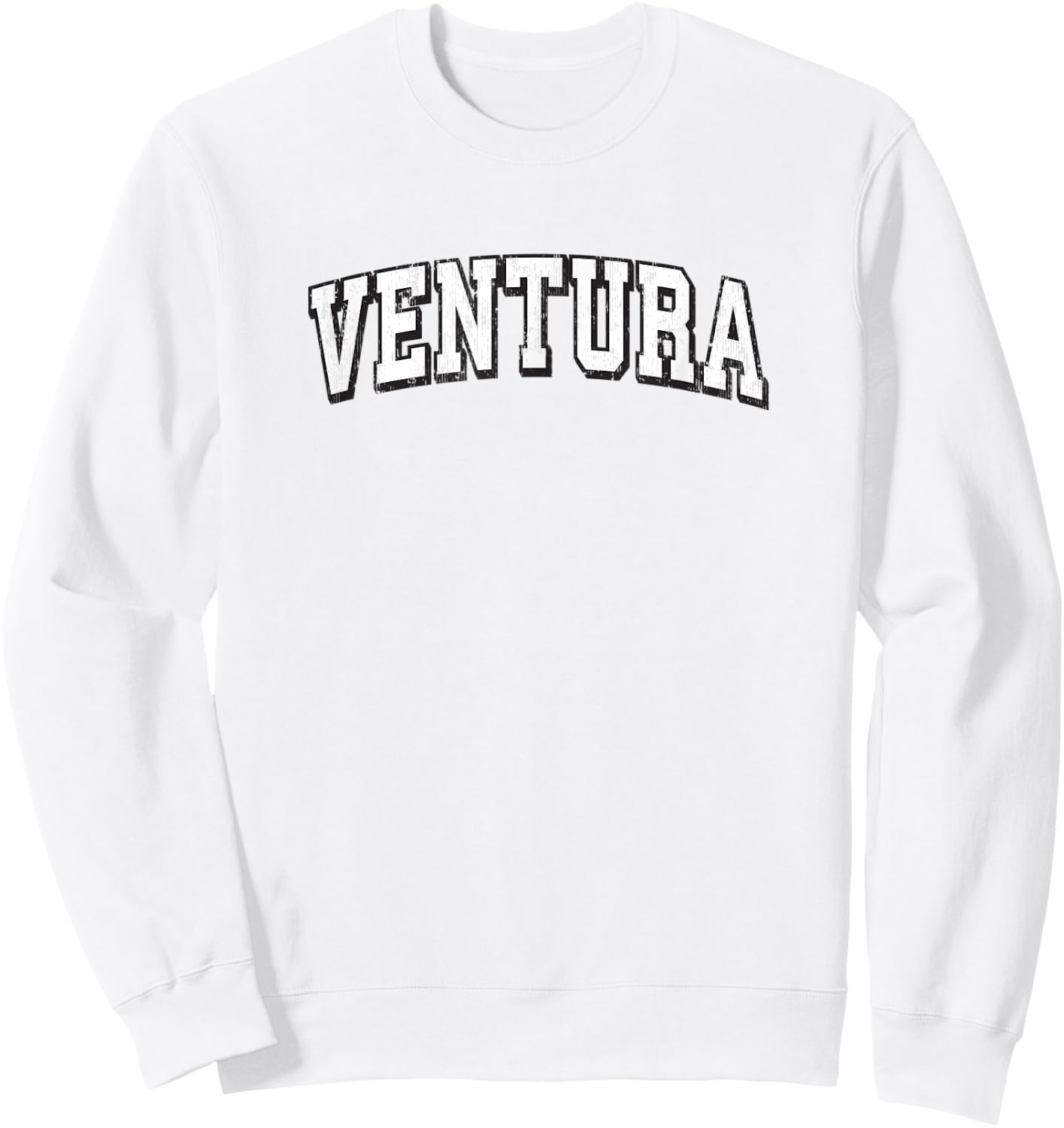 Ventura California Vintage Athletic Sports B&W Print Sweatshirt - Sweatshirt | White