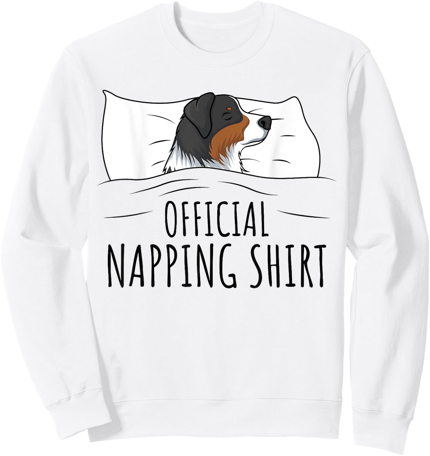Australian Shepherd Apparel & Gift Ideas -Adults Blue Small Classic Fit Short Sleeve Sleeping Australian Shepherd Pyjamas Official Napping Sweatshirt - Sweatshirt | White