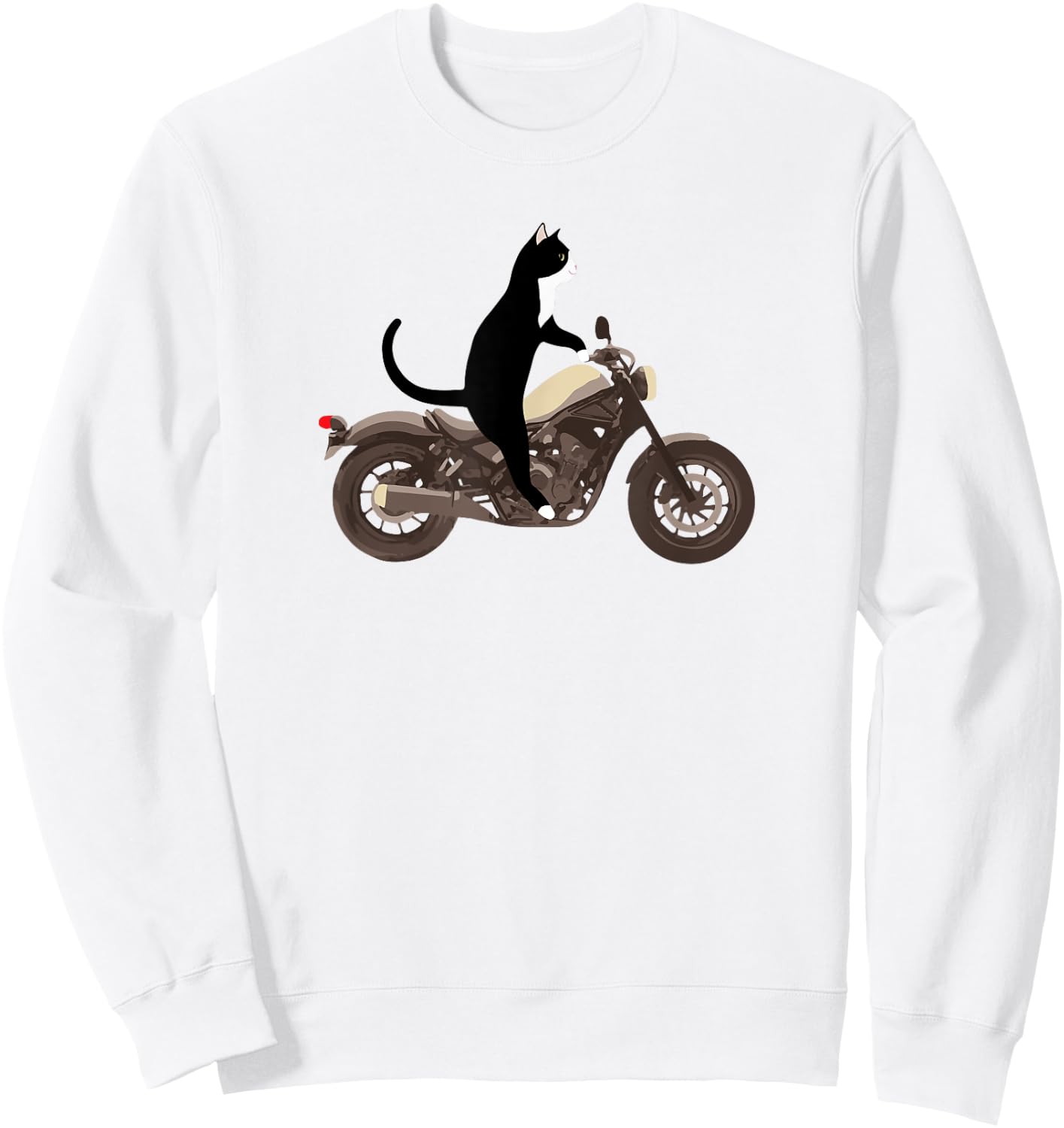 Cat on a Motorcycle Funny Sweatshirt - Sweatshirt | White