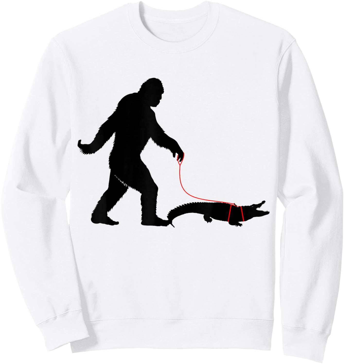Bigfoot Walking A Crocodile Funny Alligator Animal Lovers Sweatshirt - Sweatshirt | White