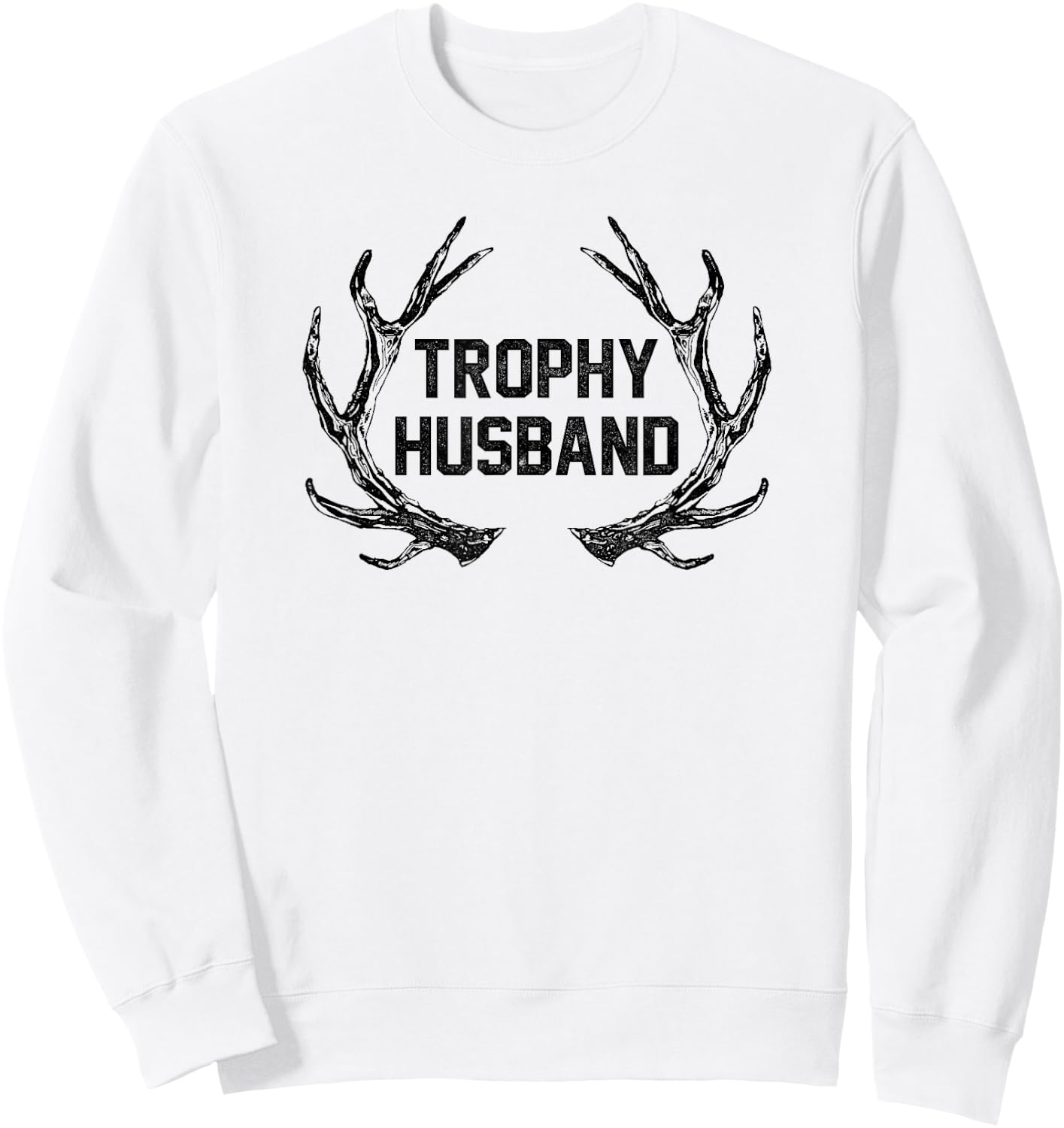 Trendy Trophy Husband Antler Logo Sweatshirt - Sweatshirt | White