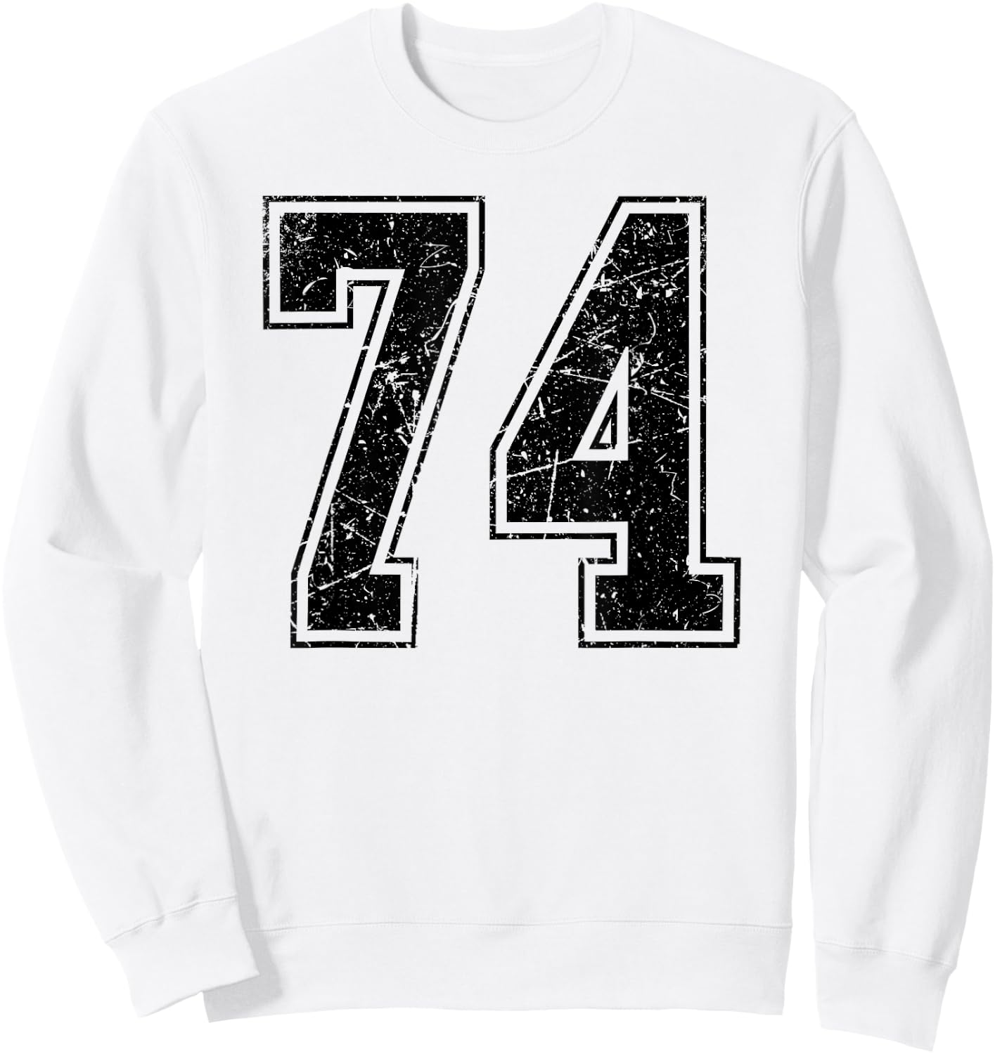 Number 74 Distressed Grunge Vintage Jersey Team Fan Sweatshirt - Sweatshirt | White