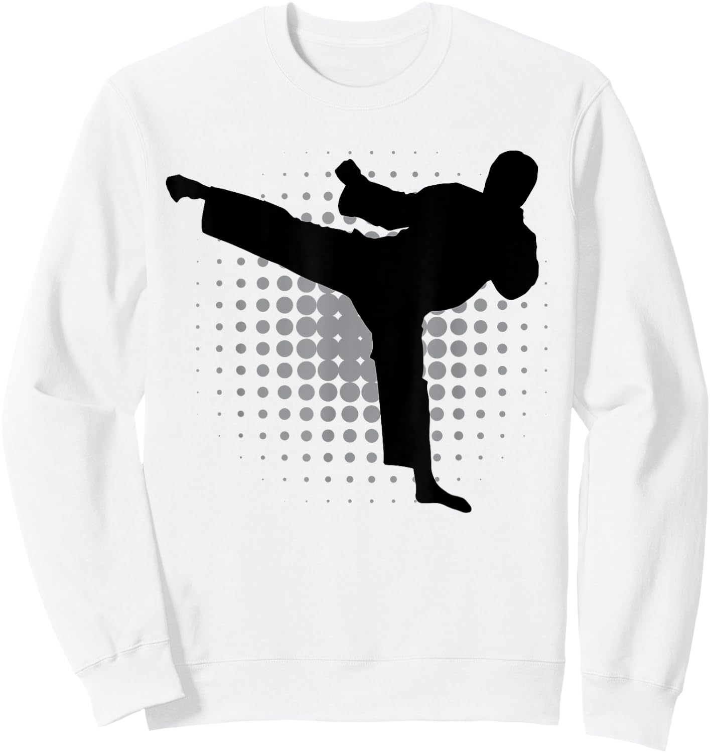 Taekwondo Kick Silhouette Karate Boys Girls Martial Arts Sweatshirt - Sweatshirt | White