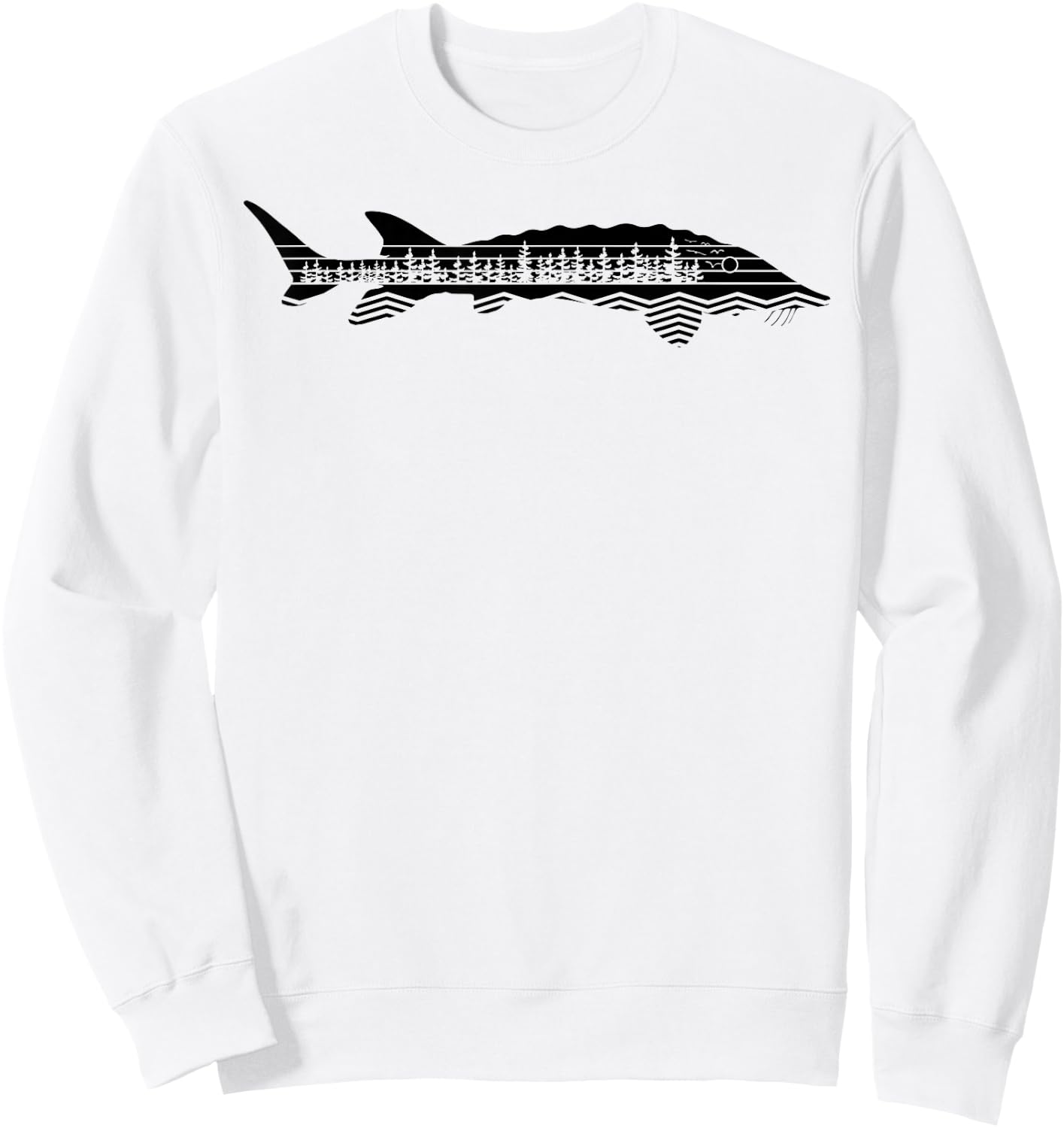 Vintage Nature Outdoor Fishing - Fisher Sturgeon Fish Sweatshirt - Sweatshirt | White