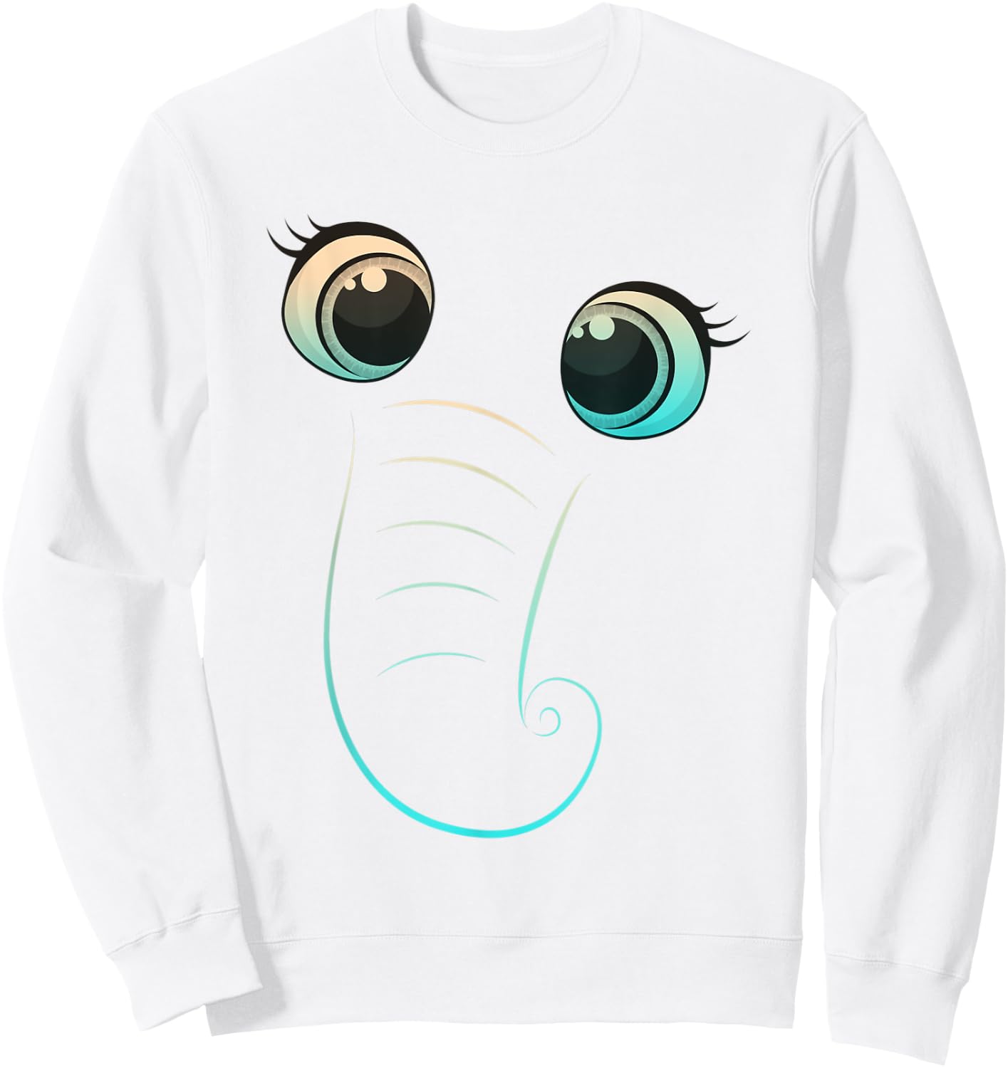 Halloween Costume Animal Cute Elephant Face Kids Eyes Snout Sweatshirt - Sweatshirt | White