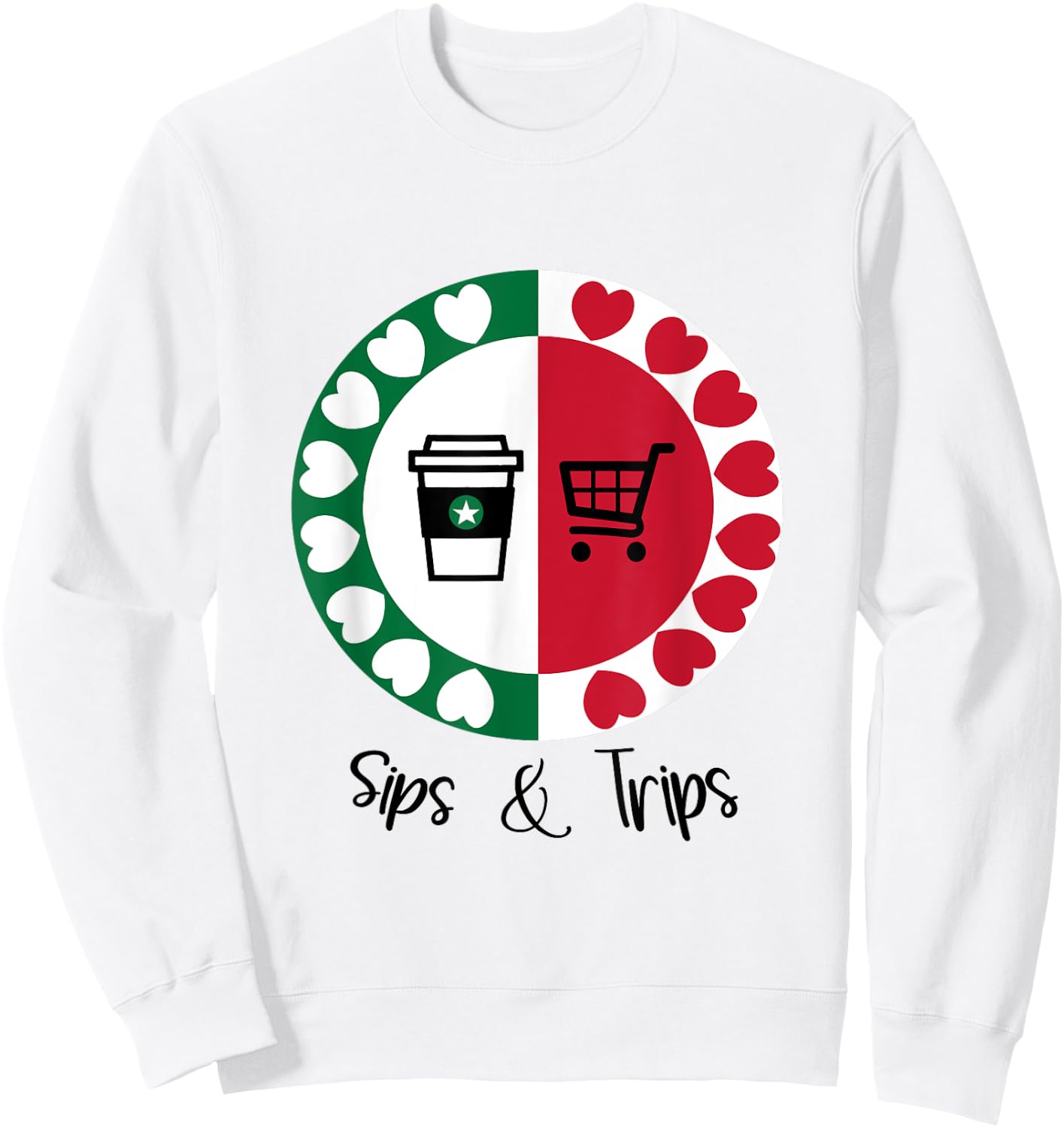 Coffee Sips and Shopping Trips Sweatshirt - Sweatshirt | White
