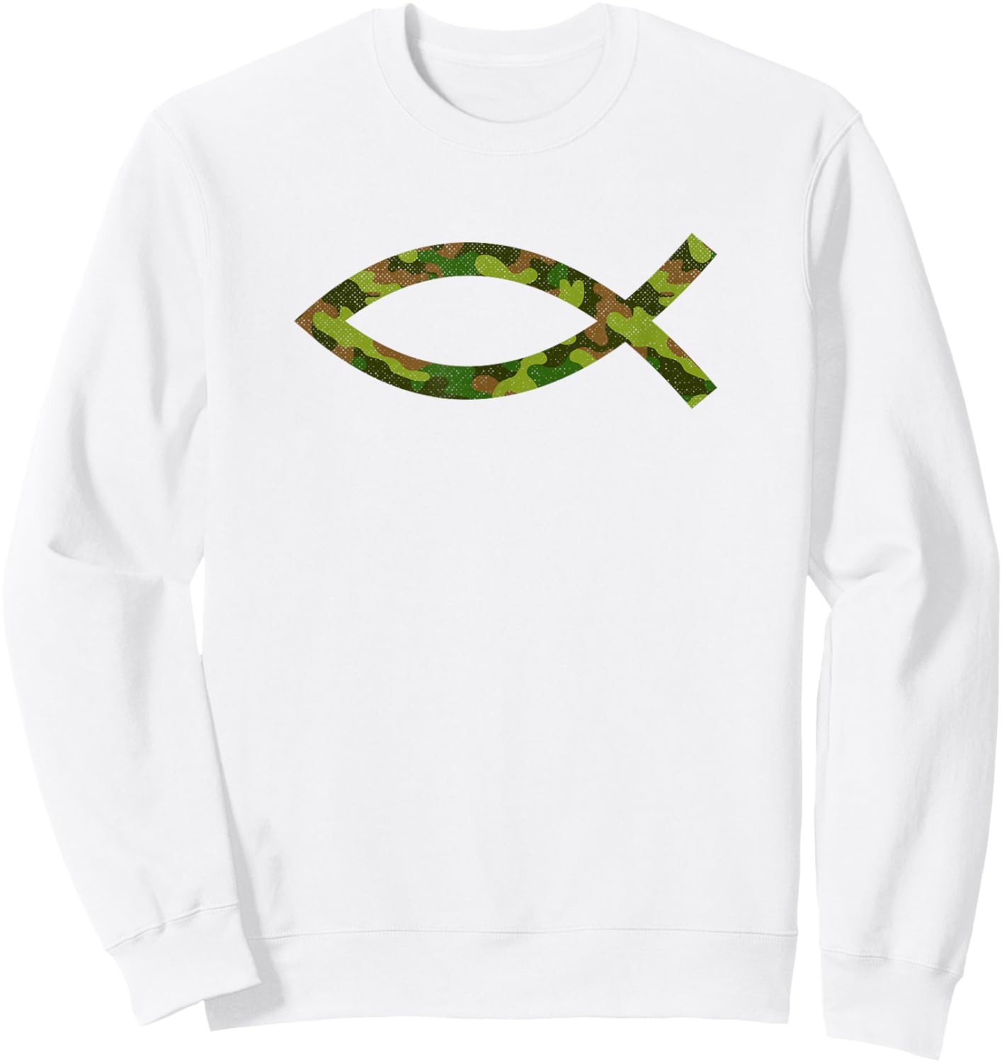 Jesus Christ Fish Camouflage Religious Christian Sweatshirt - Sweatshirt | White