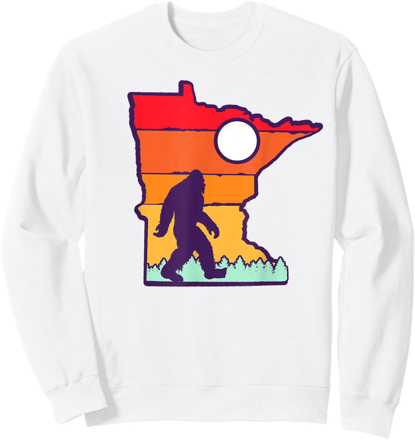 Minnesota Vintage Outdoor Bigfoot State Sasquatch Team Retro Sweatshirt - Sweatshirt | White