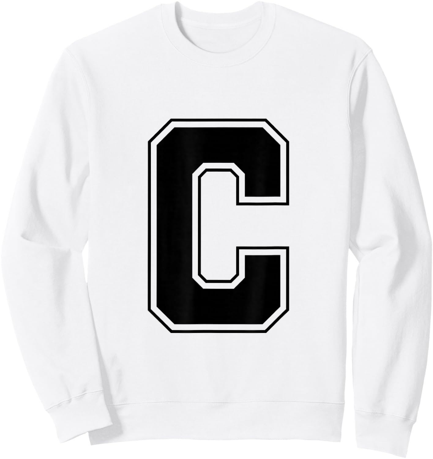 Letter C Big Bold Capital Varsity Alphabet Monogram Sweatshirt - Sweatshirt | White