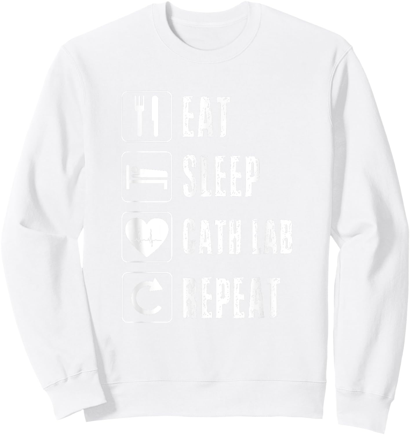 Cath Lab Nurse Cardiac Nursing Heart Tech Heartbeat EKG Sweatshirt - Sweatshirt | White