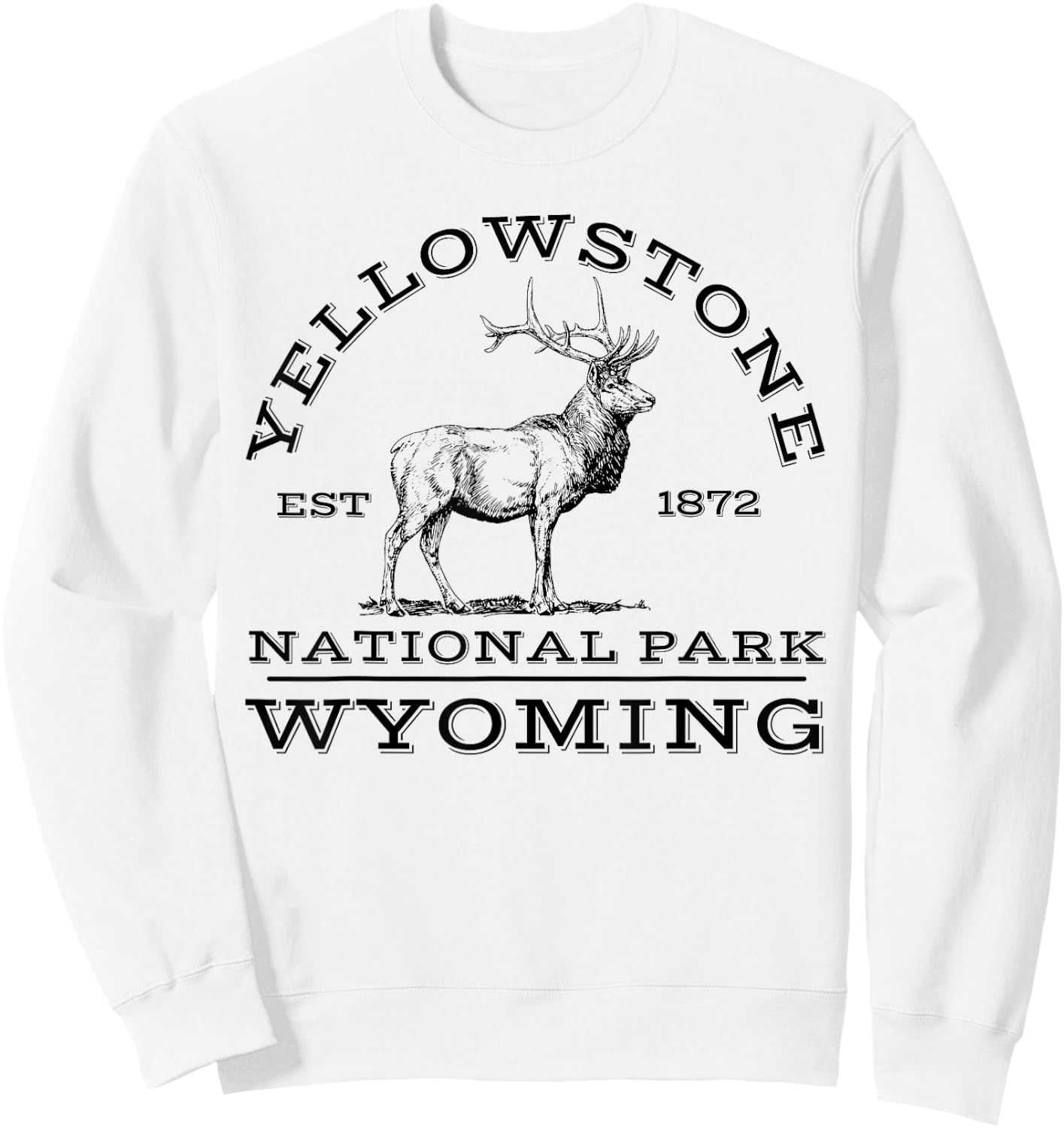 Yellowstone National Park Elk Wyoming Hike Outdoors Sweatshirt - Sweatshirt | White