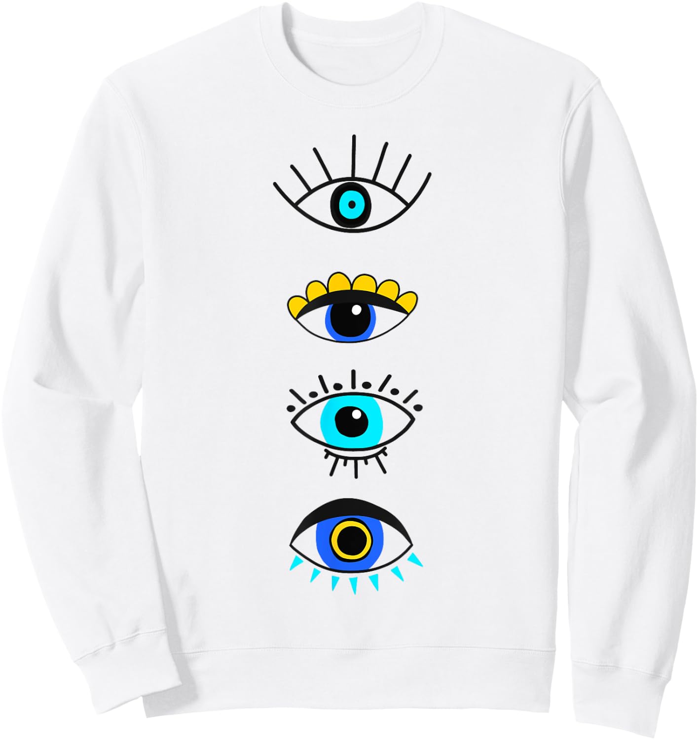 Evil Eye Curse Protection Seeing Eyes Nazar Mati Evil Eye Sweatshirt - Sweatshirt | White