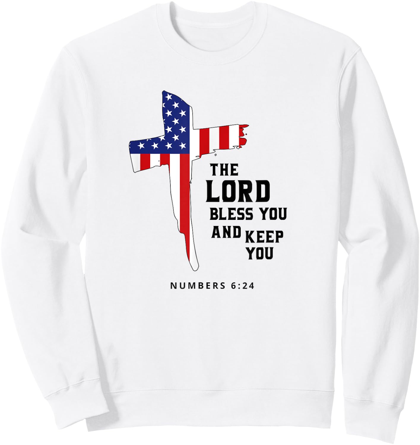 American Flag, The Lord Bless You and Keep You Christian Kids Men Sweatshirt - Sweatshirt | White